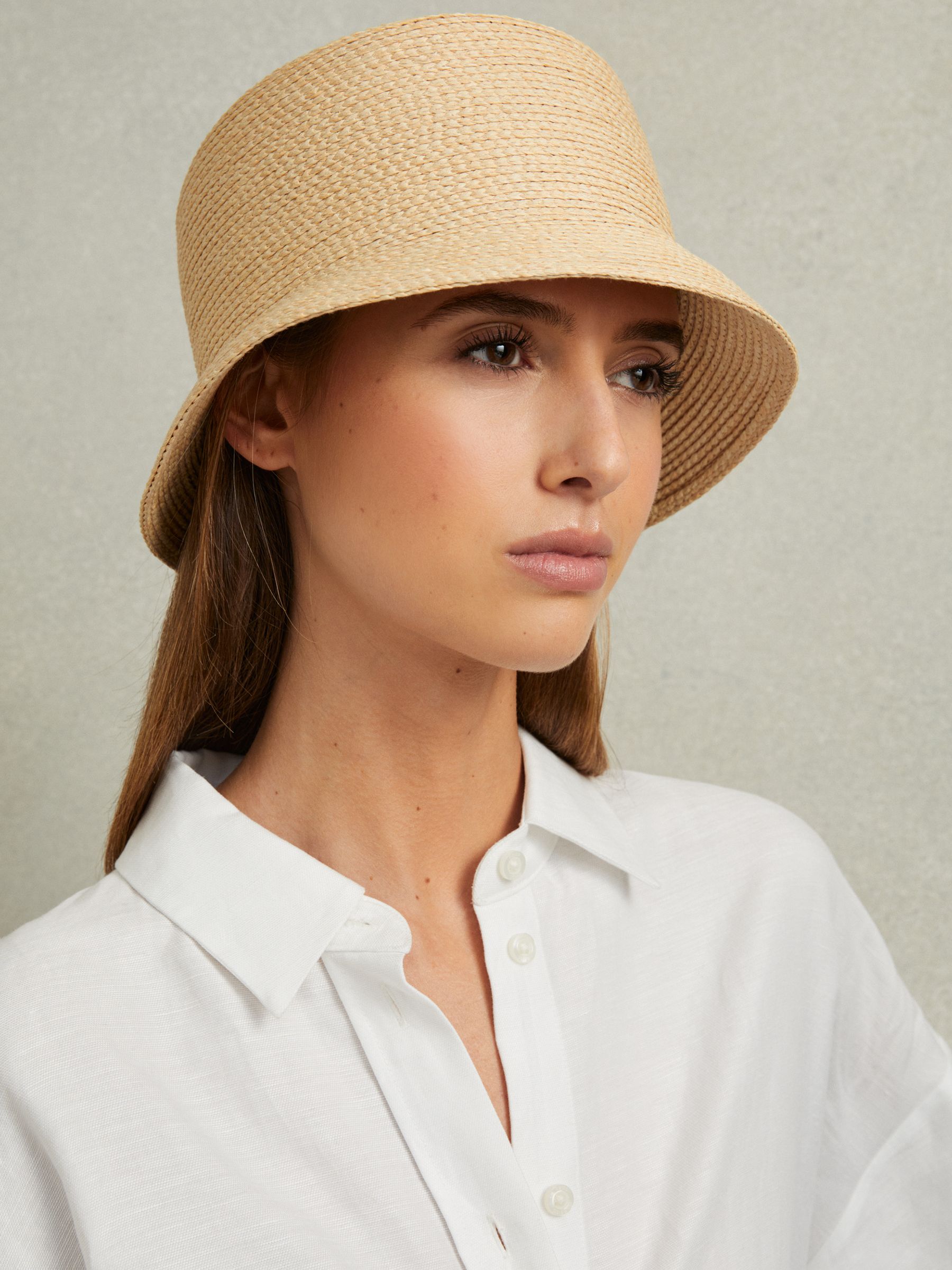Rachel Natural Straw Bucket Hat - Image 2 of 4