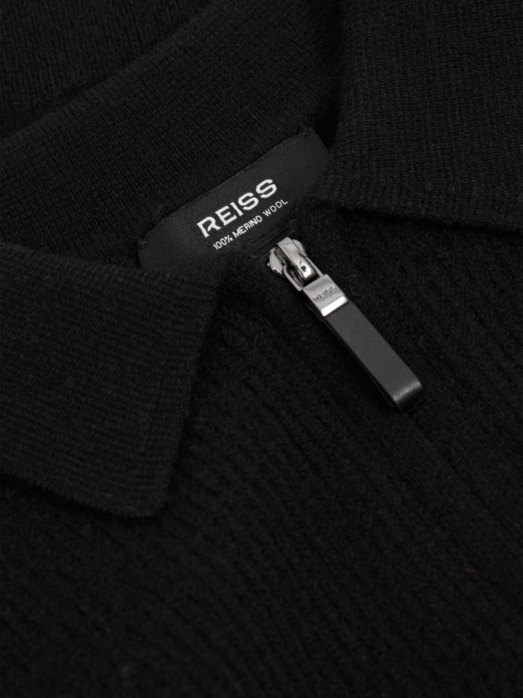 13-14 yrs Merino Wool Quarter Zip Polo Shirt in Black - Image 3 of 3