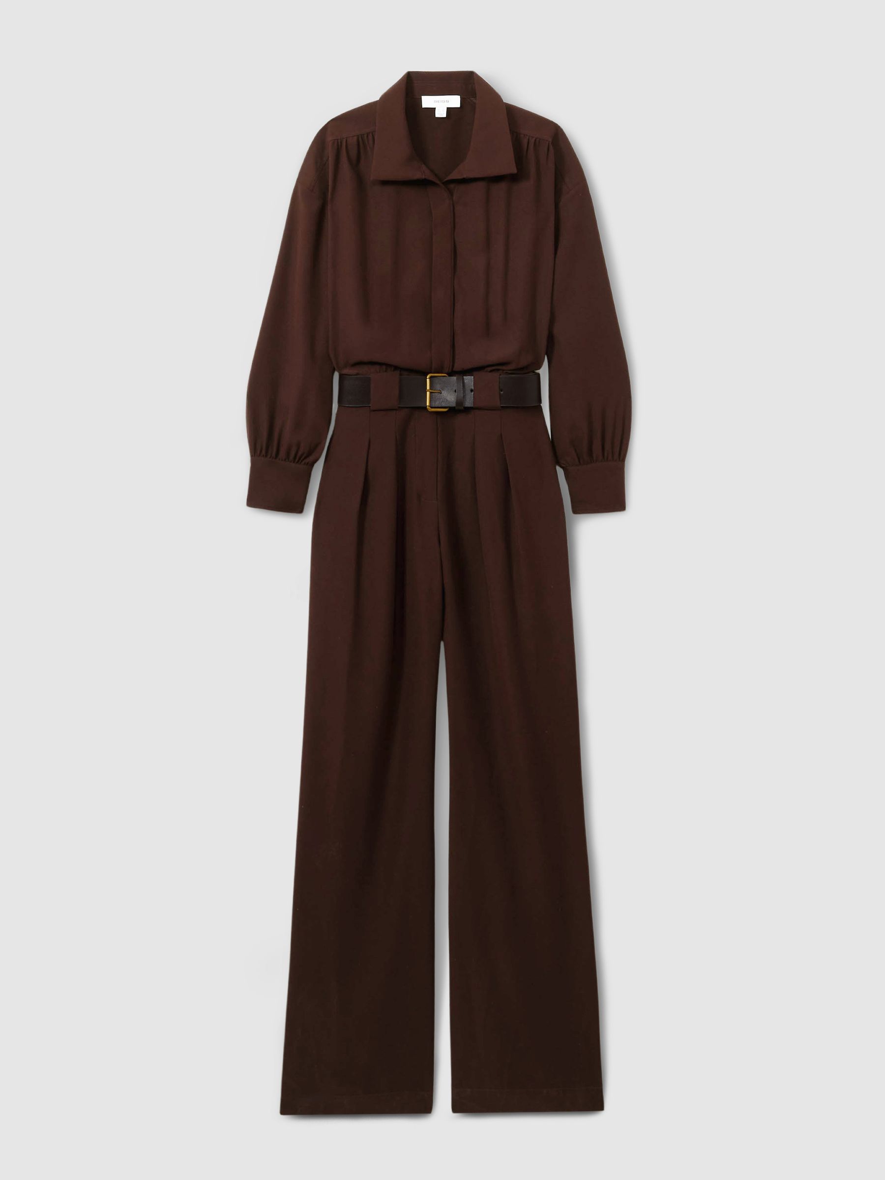 Czara Burgundy Belted Wide Leg Jumpsuit - Image 2 of 6