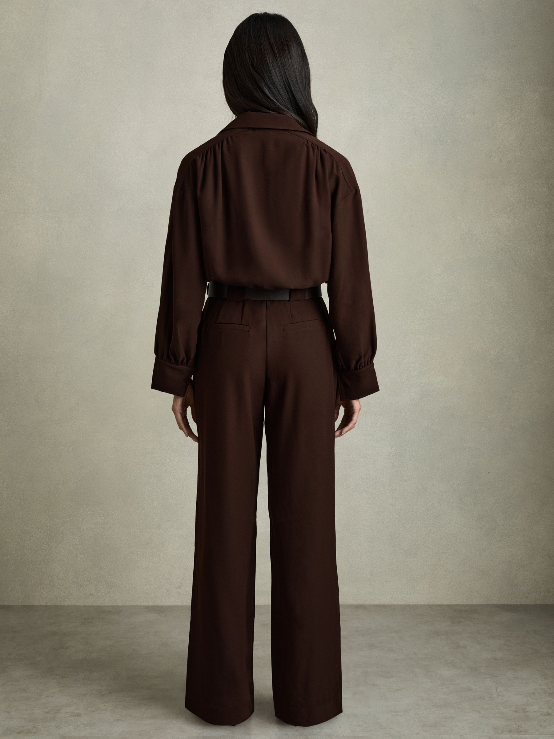 Czara Burgundy Belted Wide Leg Jumpsuit - Image 5 of 6