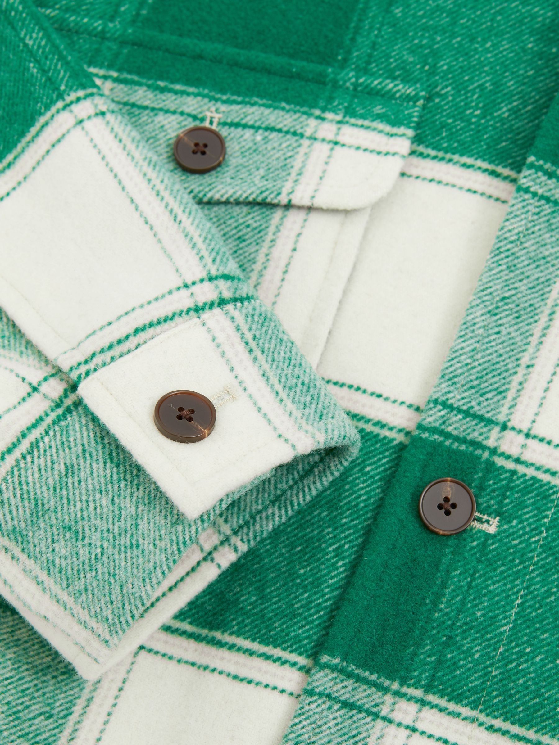 Wool Blend checked Overshirt in Green - Image 6 of 6
