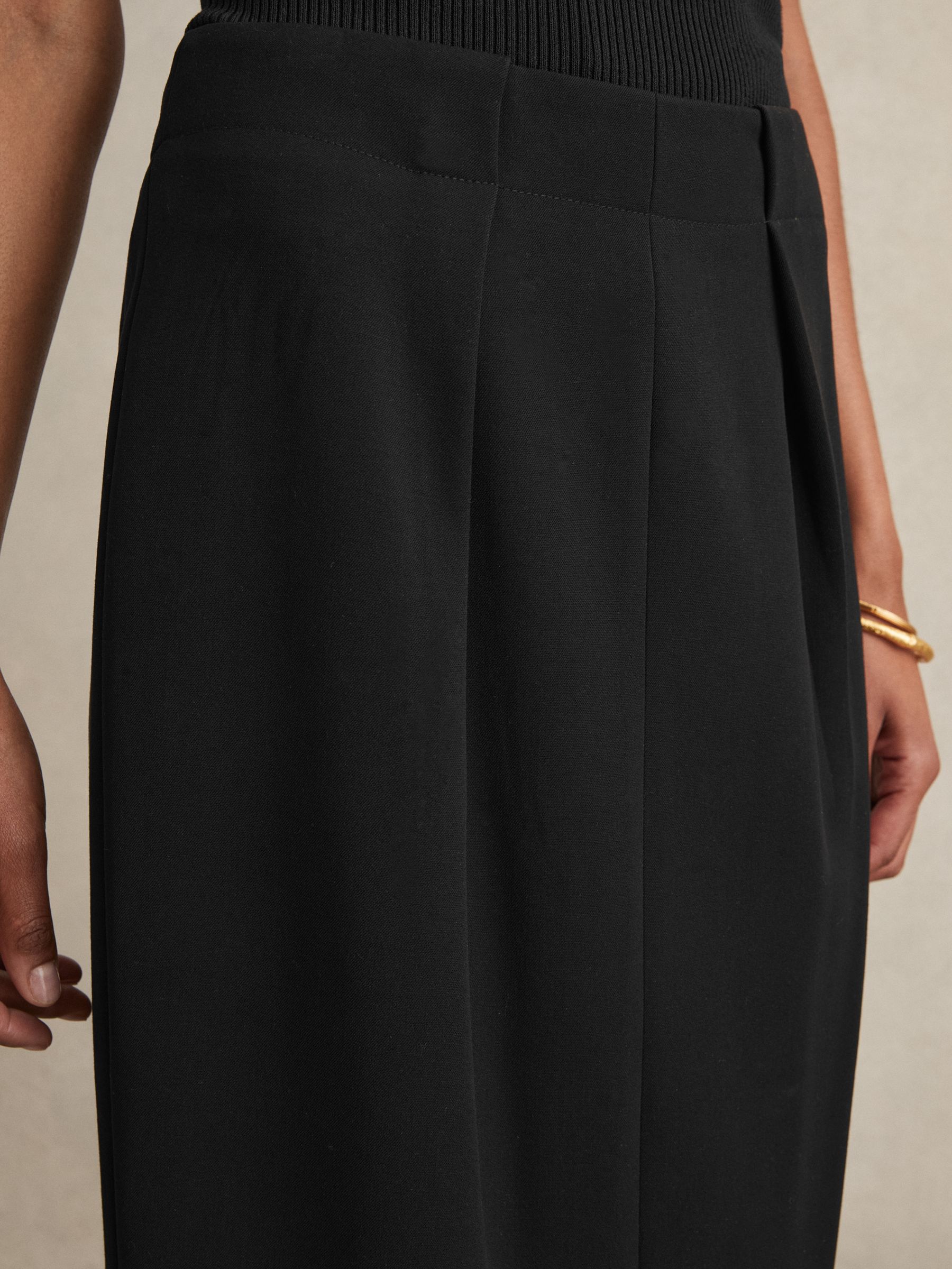 Petite Tailored Midi Suit Skirt in Black - Image 4 of 7
