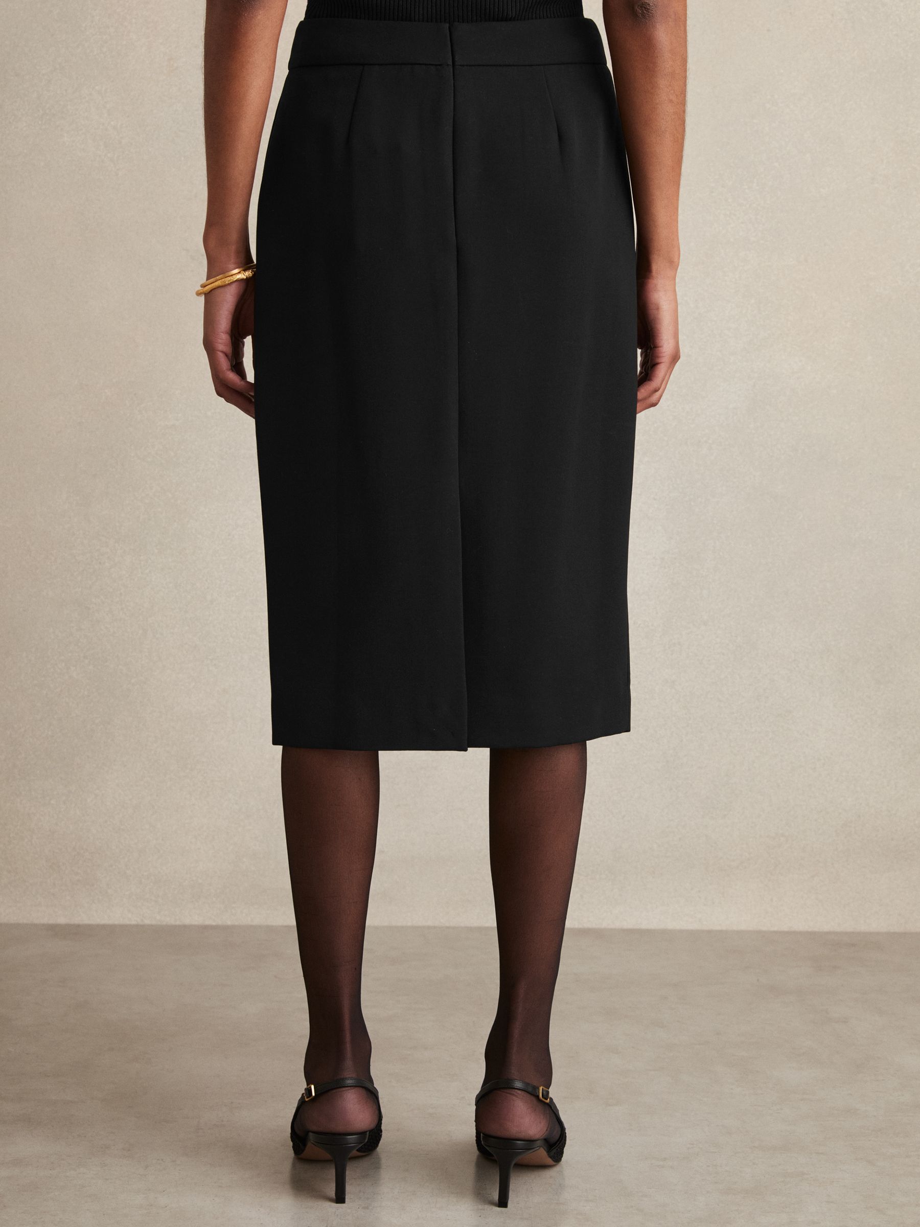Petite Tailored Midi Suit Skirt in Black - Image 5 of 7