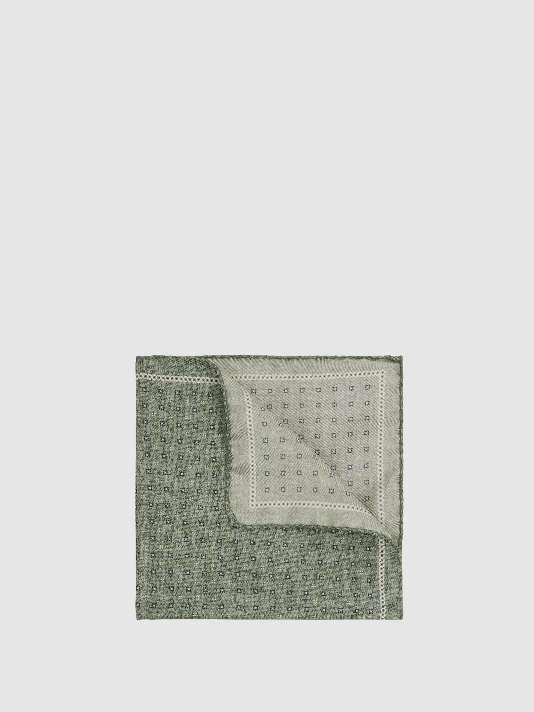 Reversible Silk Pocket Square in Soft Sage - Image 1 of 5