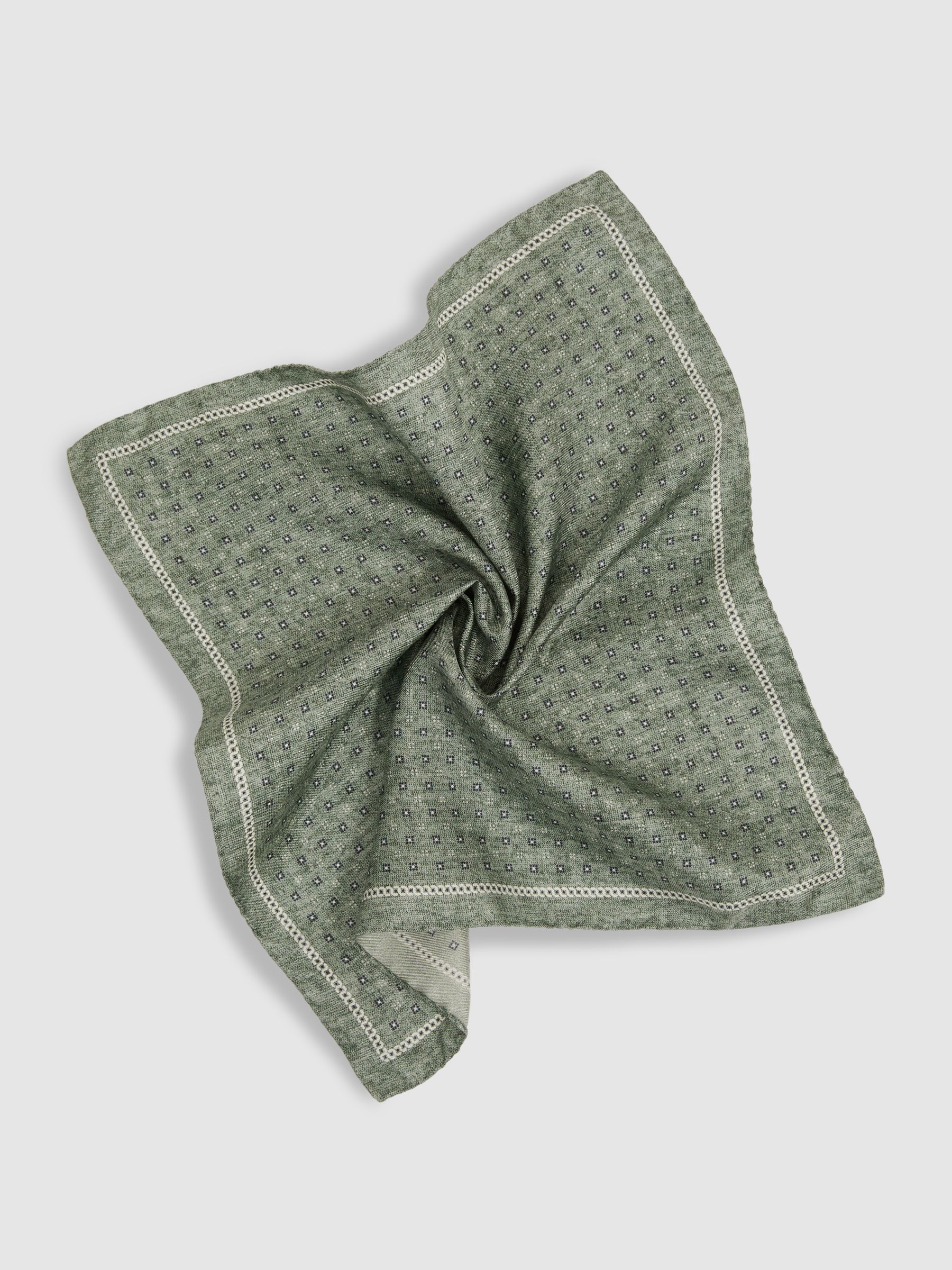 Reversible Silk Pocket Square in Soft Sage - Image 3 of 5