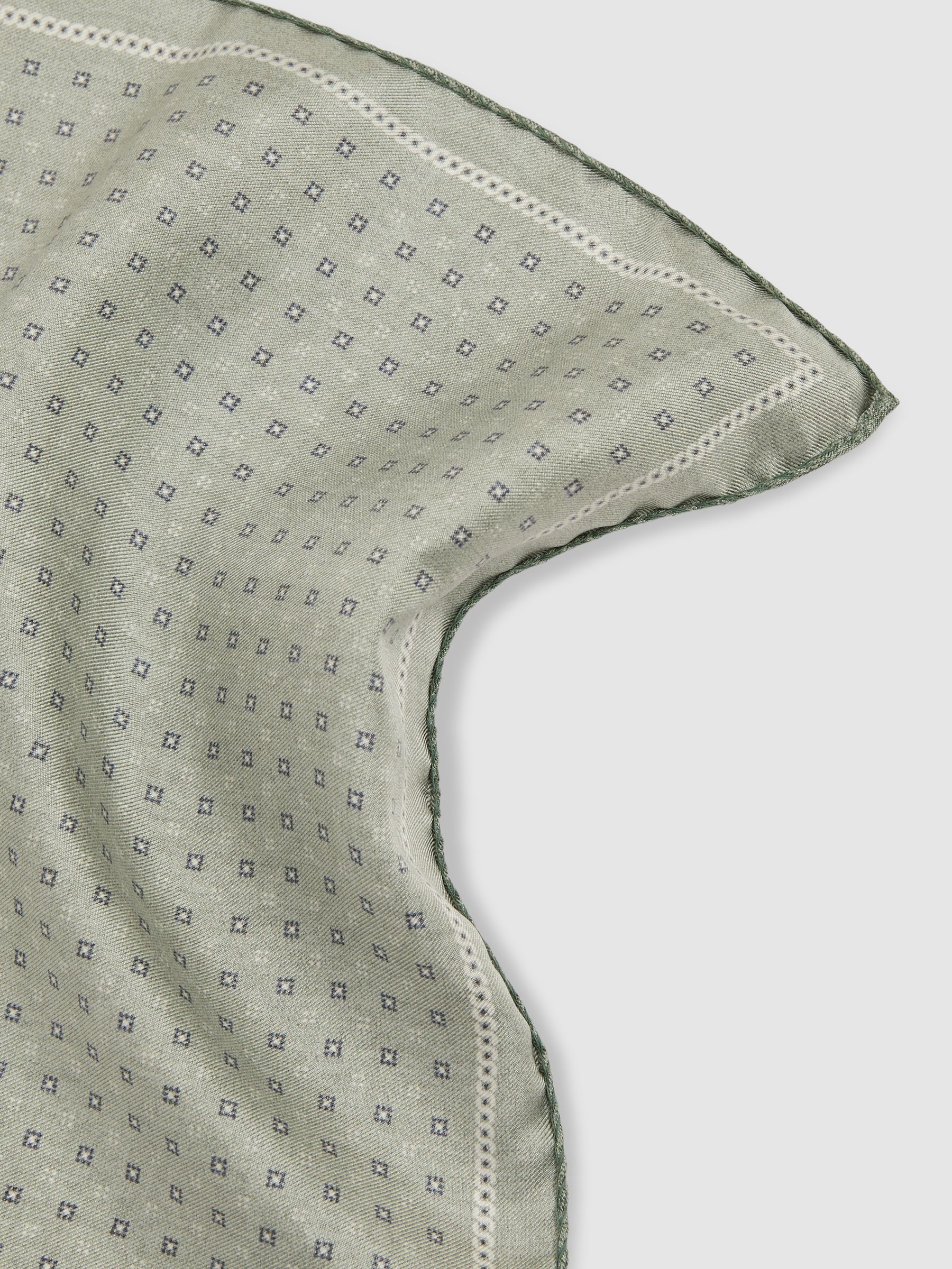 Reversible Silk Pocket Square in Soft Sage - Image 4 of 5
