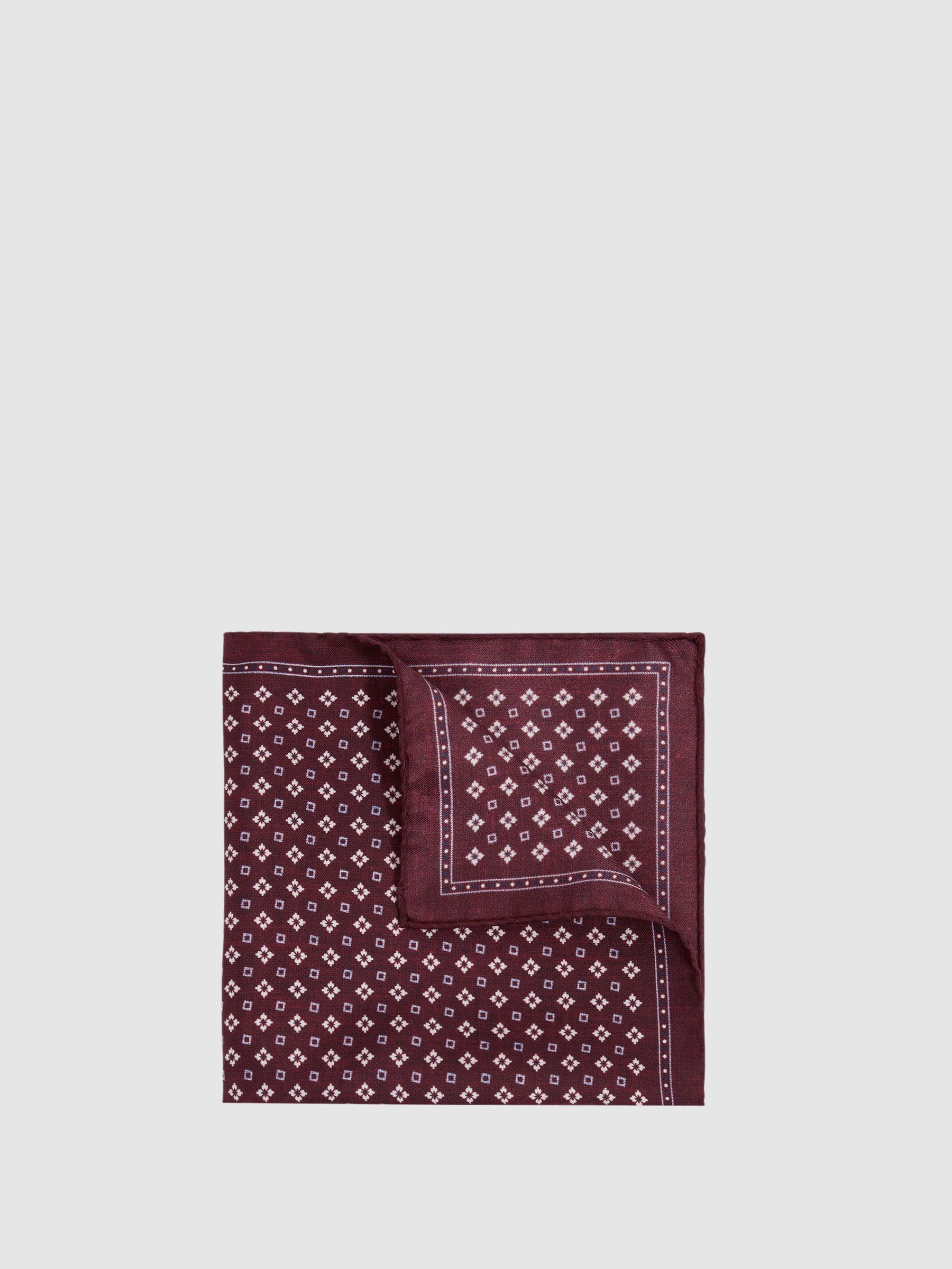 Reversible Silk Pocket Square in Bordeaux - Image 1 of 5