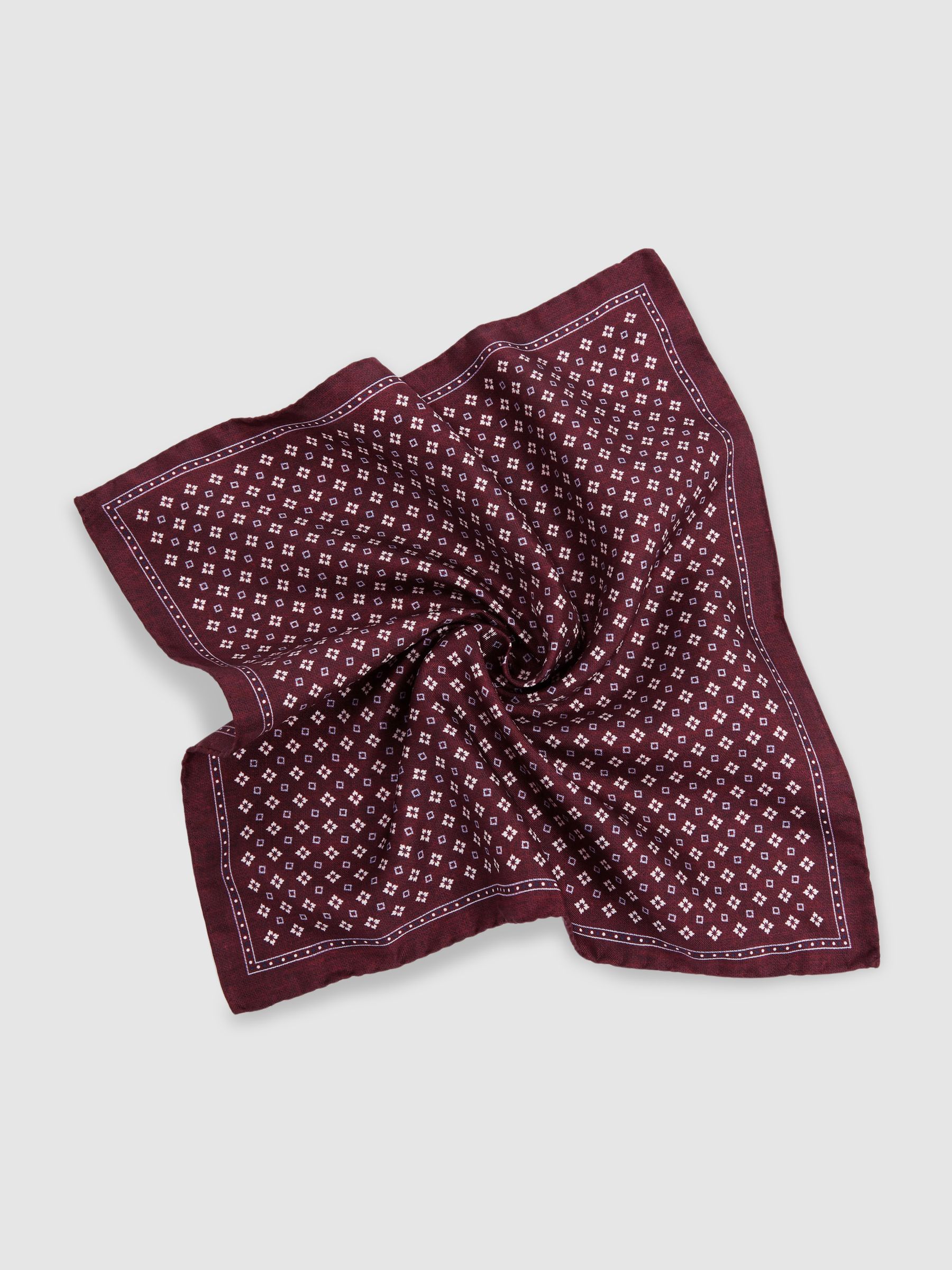 Reversible Silk Pocket Square in Bordeaux - Image 3 of 5