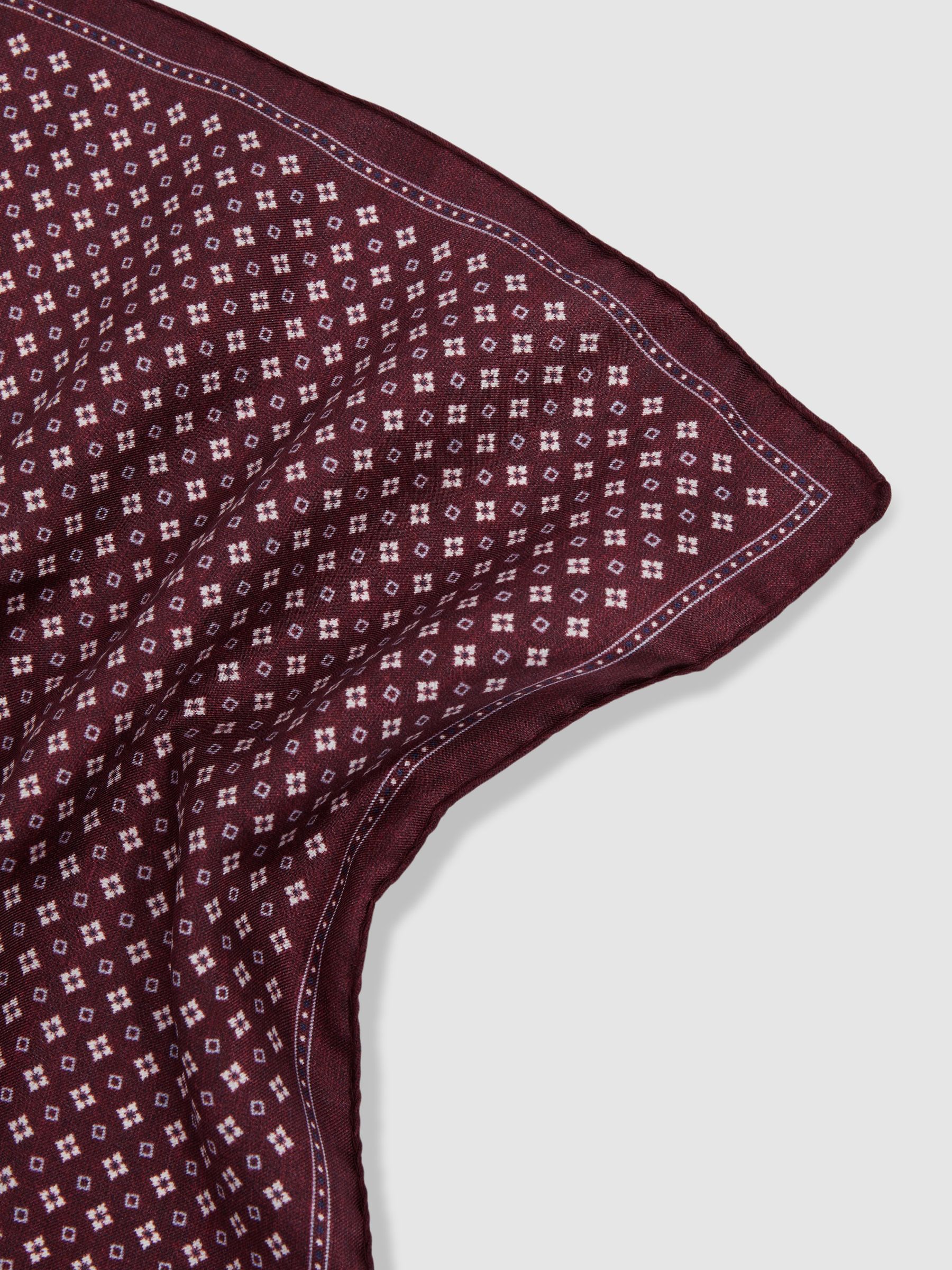 Reversible Silk Pocket Square in Bordeaux - Image 4 of 5