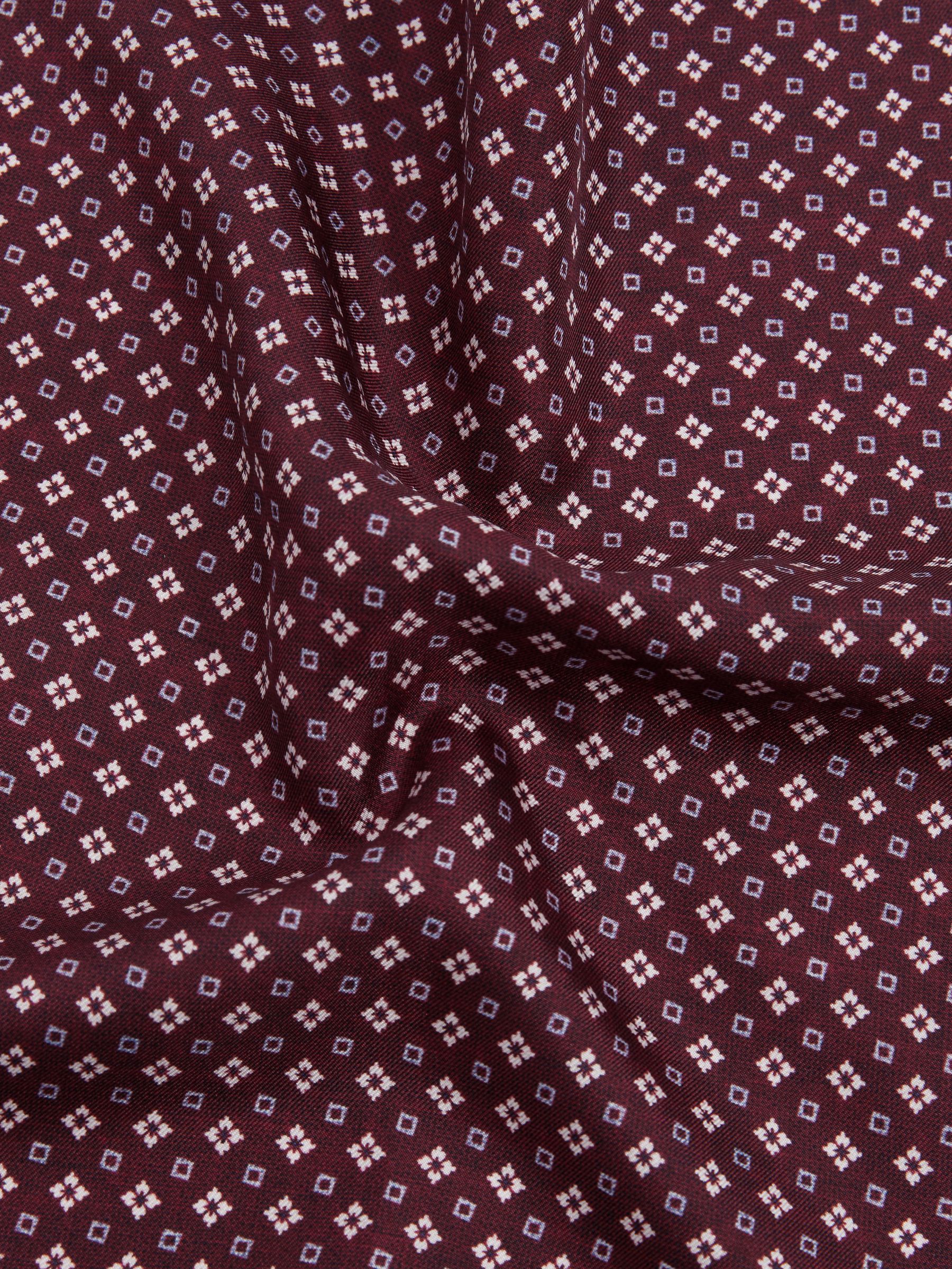 Reversible Silk Pocket Square in Bordeaux - Image 5 of 5