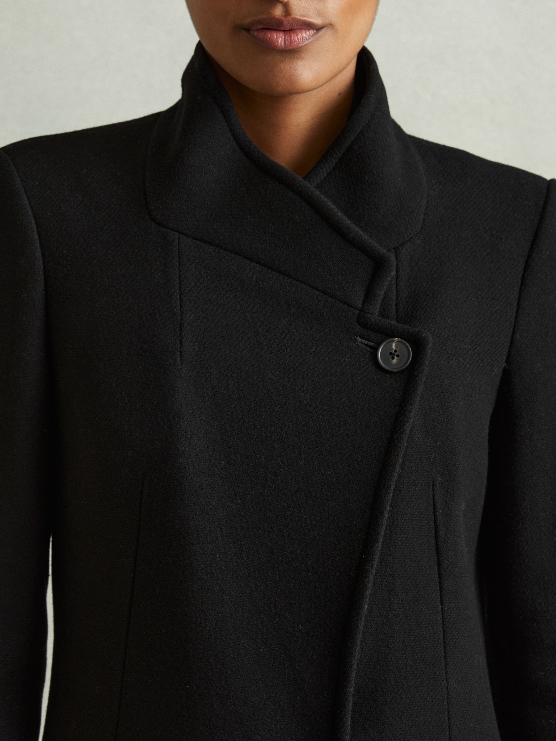 Wool-Blend Longline Double-Breasted Coat in Black - Image 3 of 6