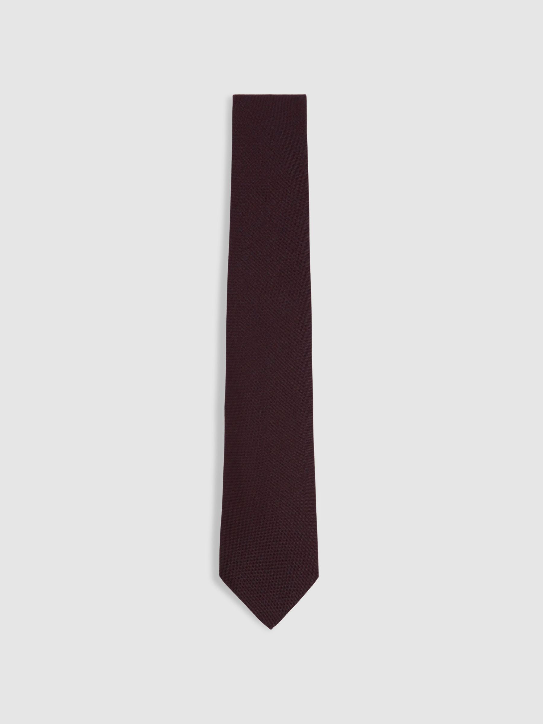 Plain Woven Tie with Silk and Wool in Bordeaux - Image 1 of 4