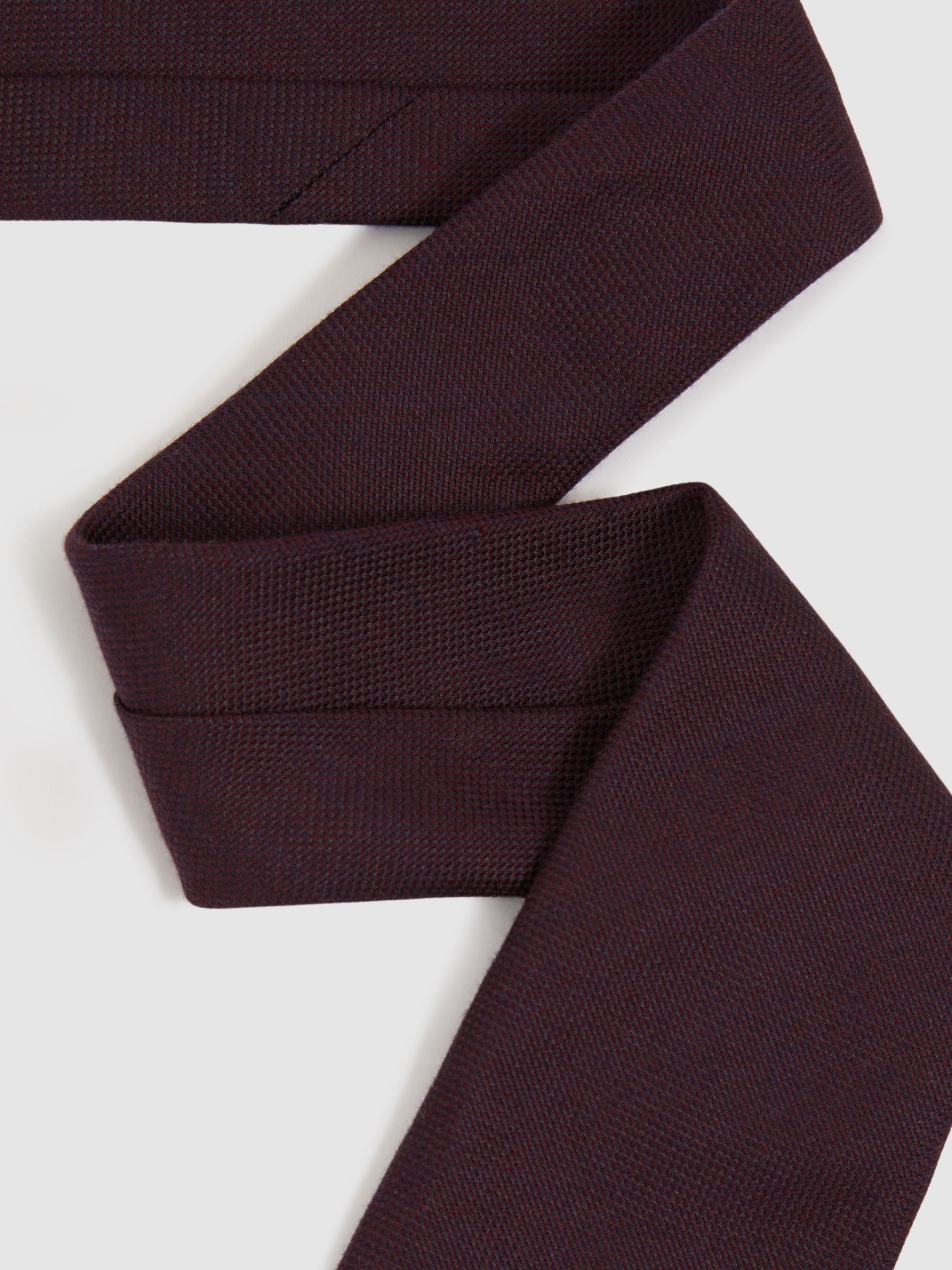 Plain Woven Tie with Silk and Wool in Bordeaux - Image 2 of 4