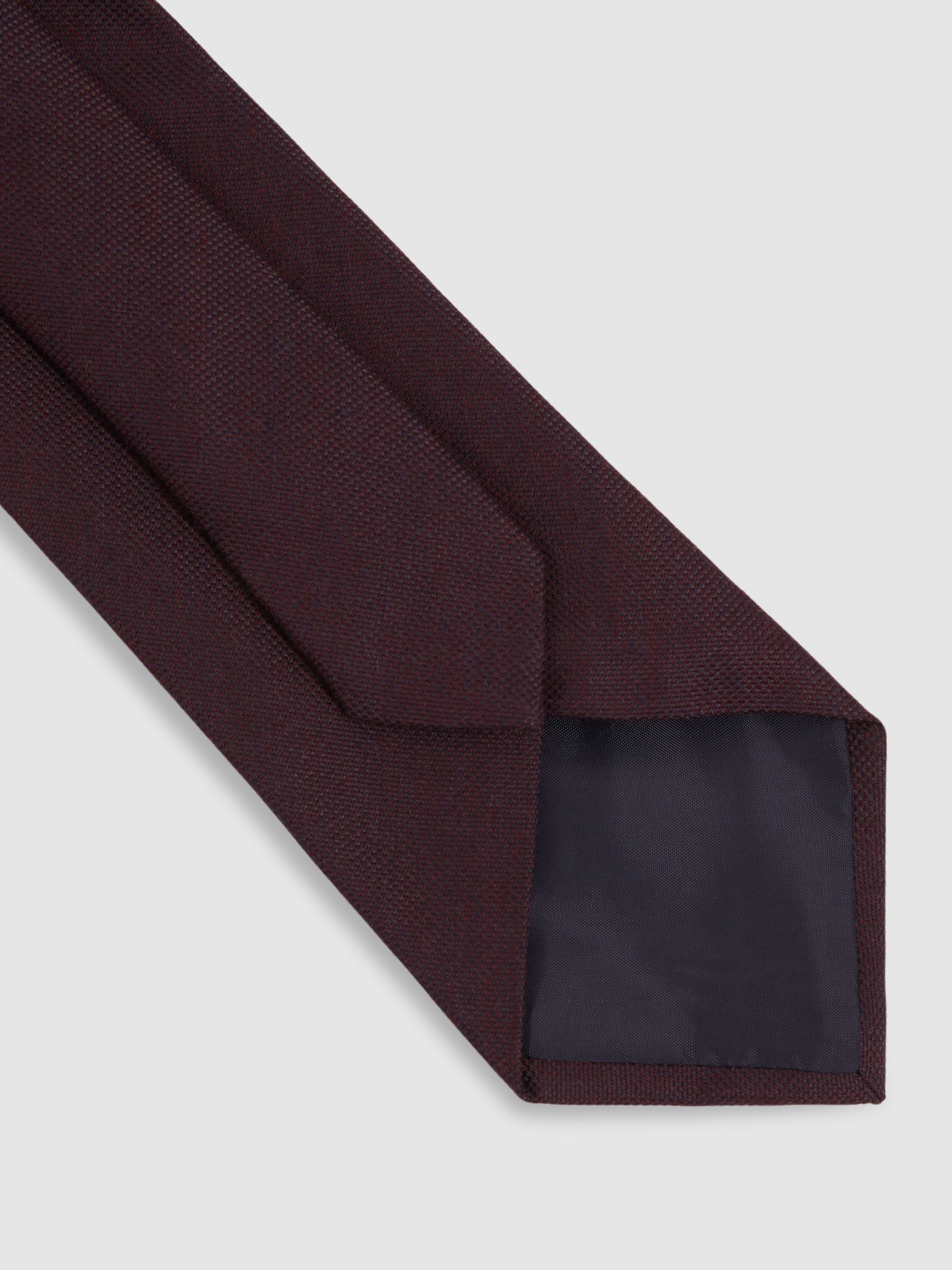 Plain Woven Tie with Silk and Wool in Bordeaux - Image 3 of 4