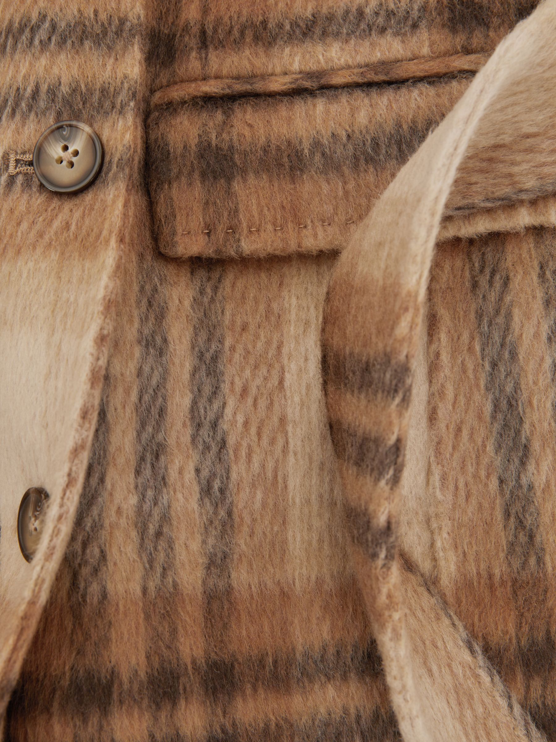 13-14 yrs Checked Wool Blend Blindseam Coat in Brown - Image 5 of 5