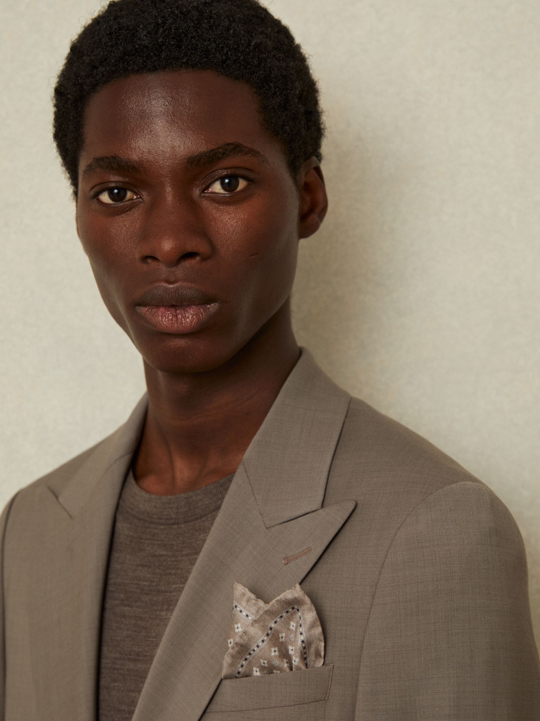 Reversible Silk Pocket Square in Oatmeal - Image 2 of 5