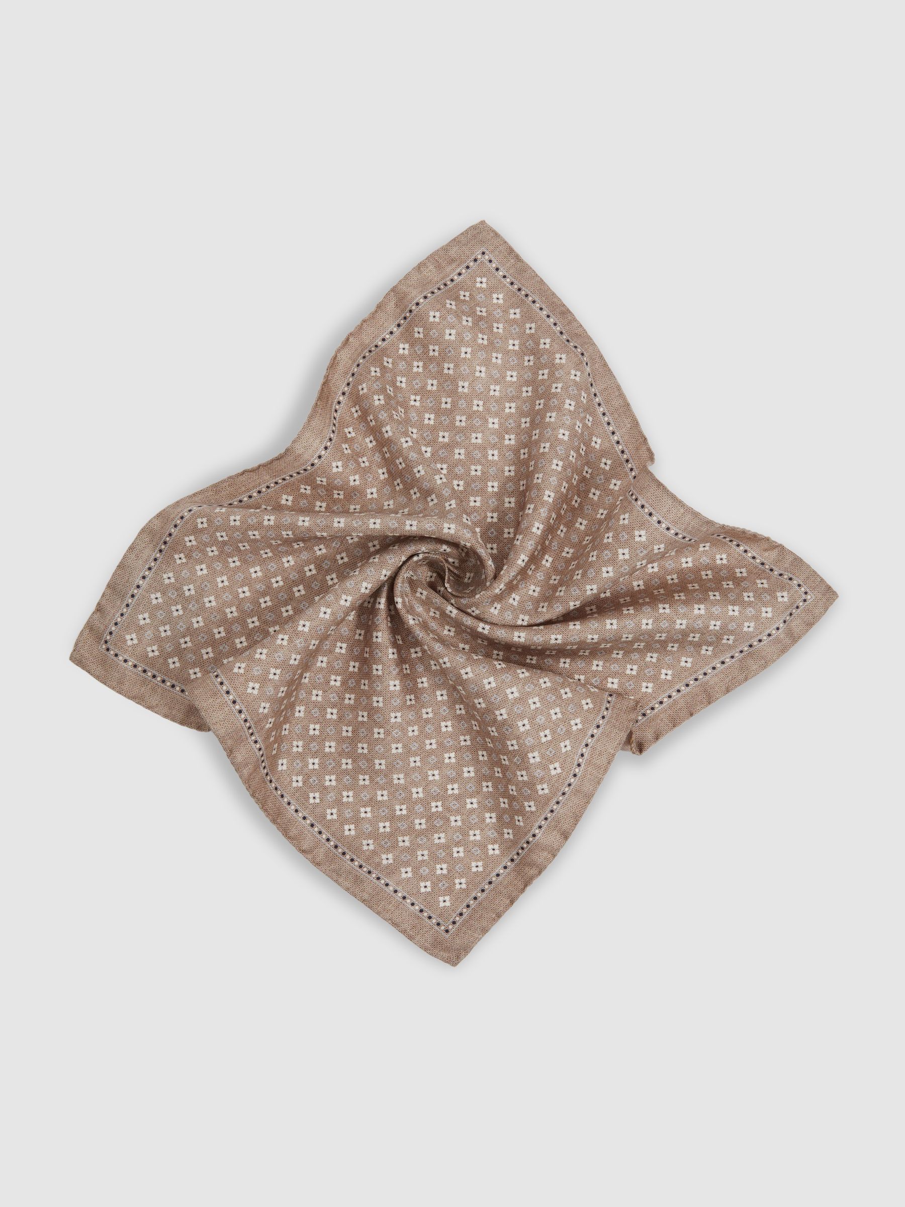Reversible Silk Pocket Square in Oatmeal - Image 3 of 5