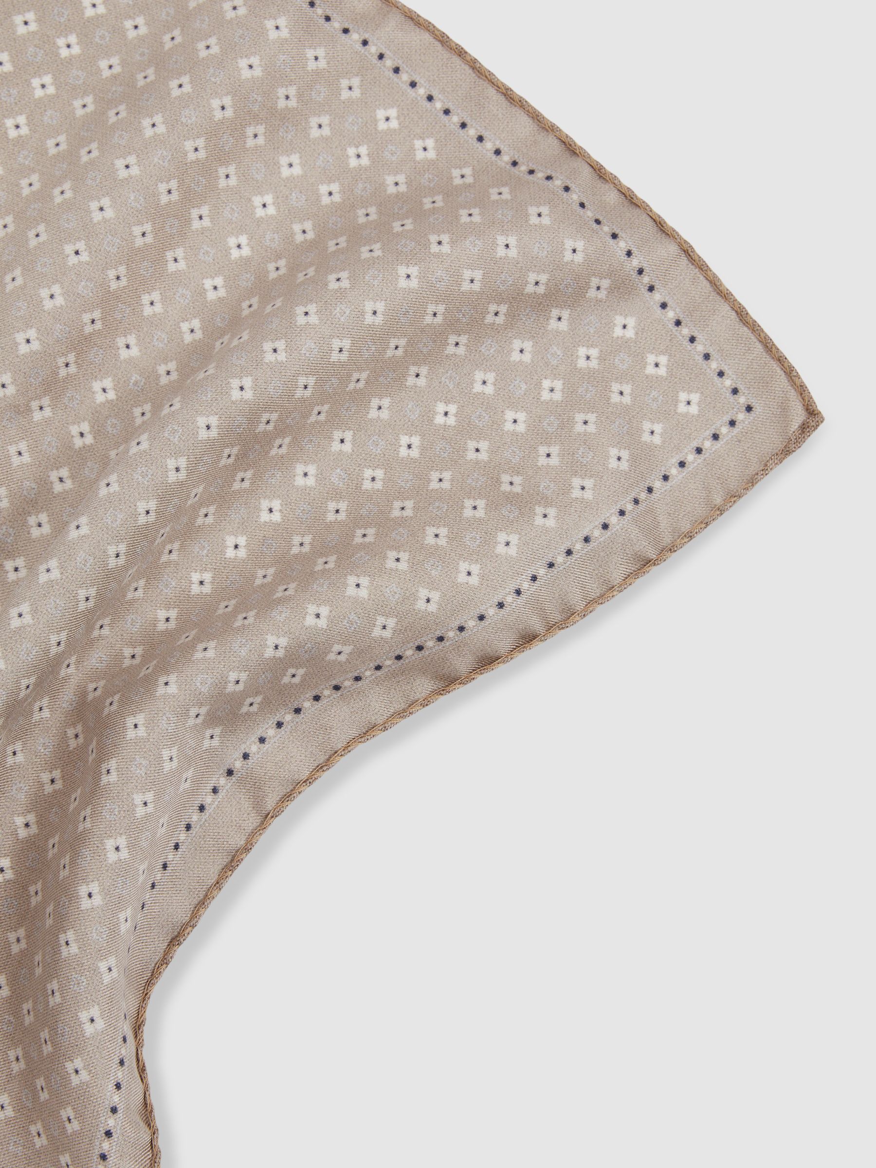 Reversible Silk Pocket Square in Oatmeal - Image 4 of 5