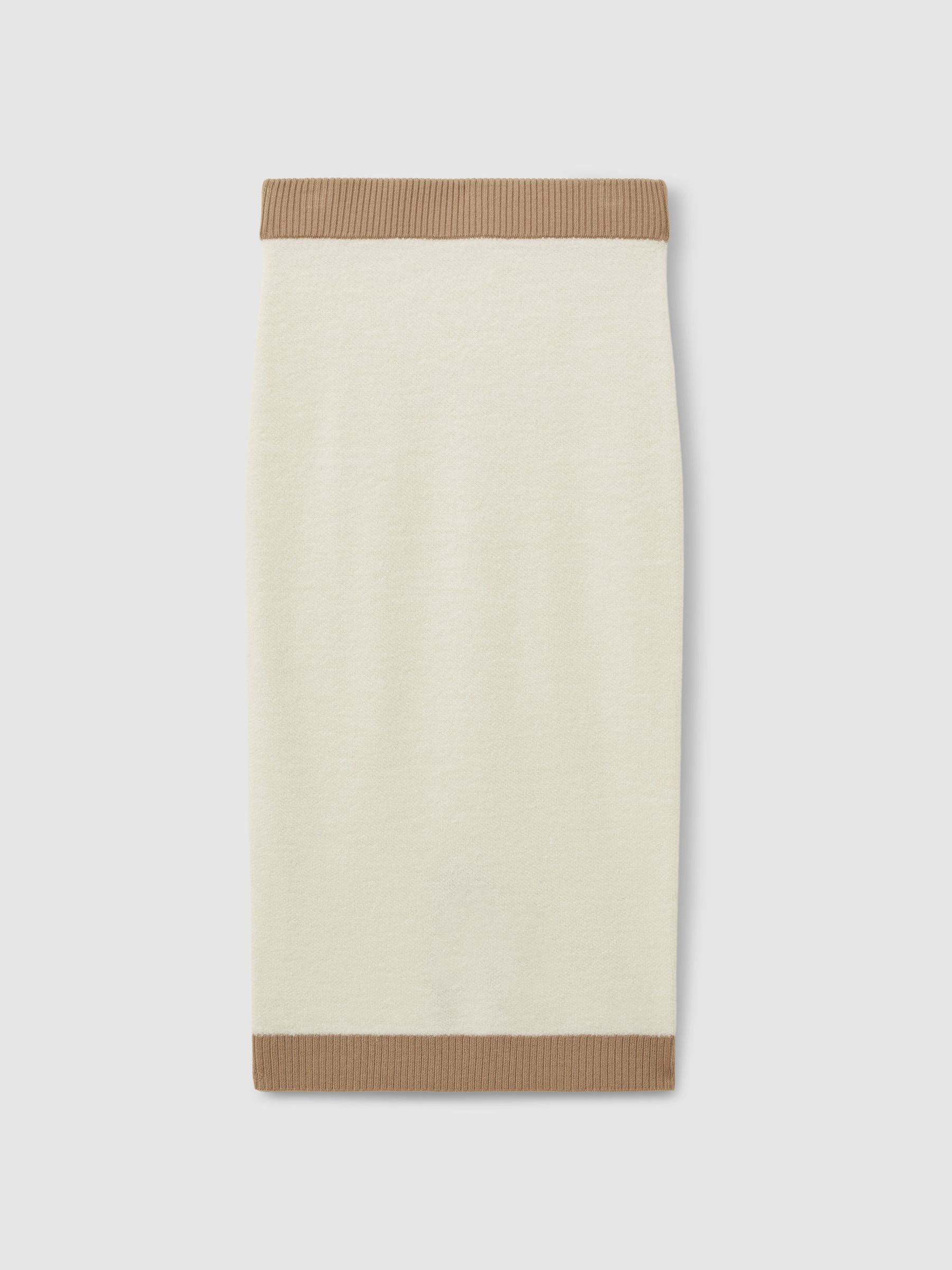 Nia Cream/Camel Wool Midi Pencil Skirt - Image 2 of 6