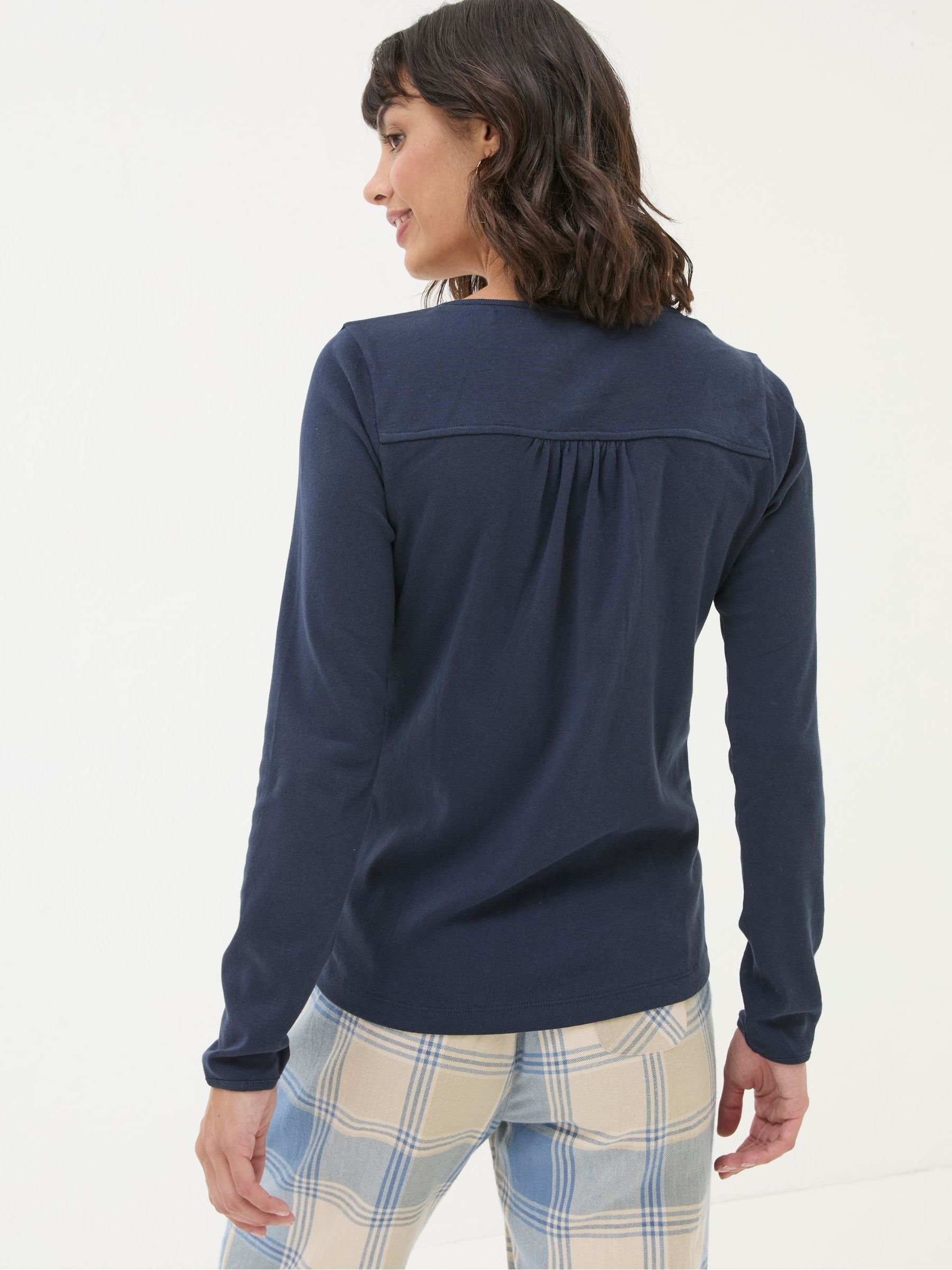 Lila Navy Henley Pyjama Top - Image 2 of 5
