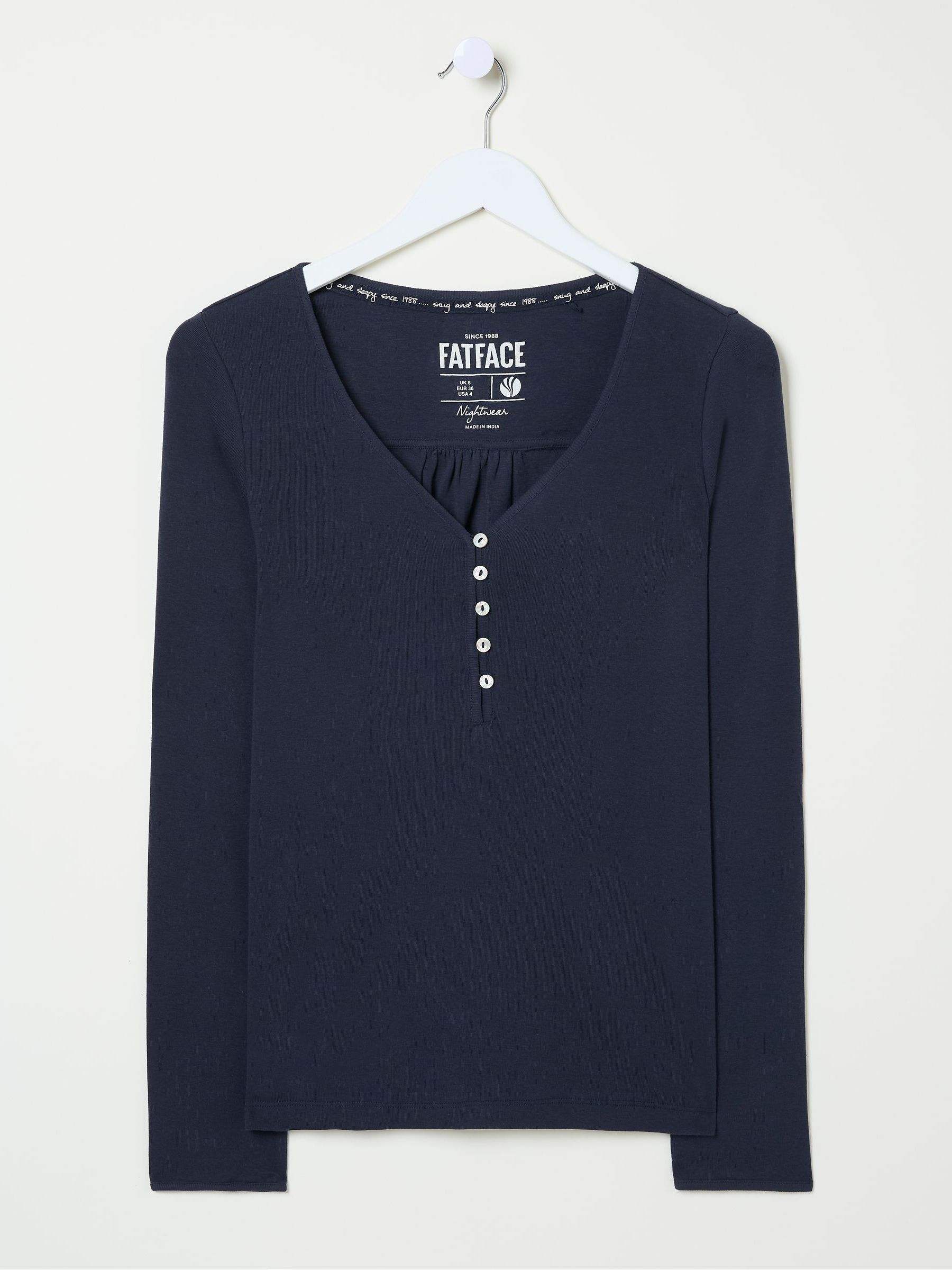 Lila Navy Henley Pyjama Top - Image 5 of 5 Lila Navy Henley Pyjama Top - Image 5 of 5