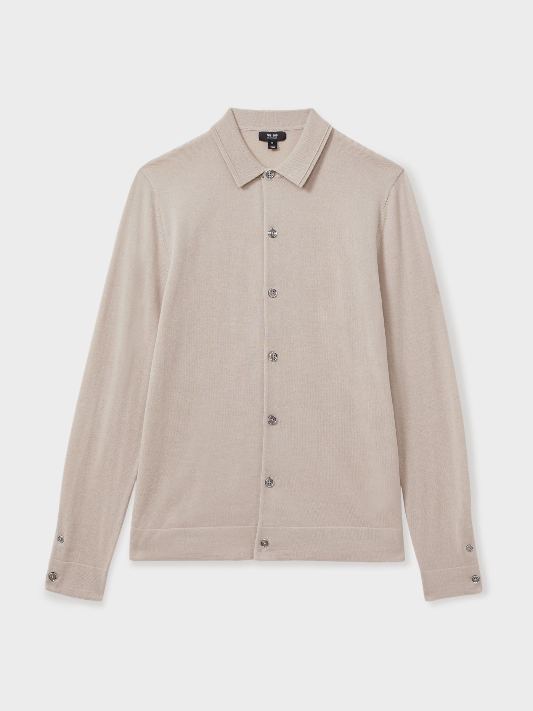 Merino Wool Button-Through Cardigan in Washed Stone - Image 2 of 5