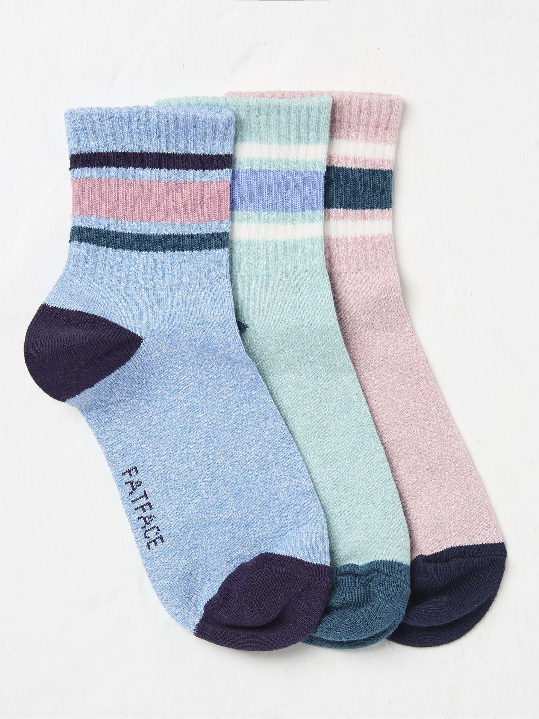Blue Stripe Sport Socks 3 Pack - Image 1 of 2
