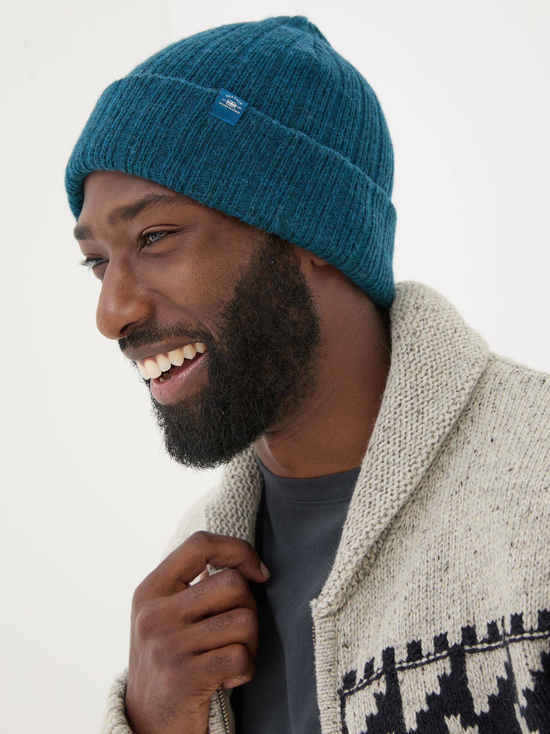 Sebastian Teal Blue Rib Beanie - Image 2 of 4