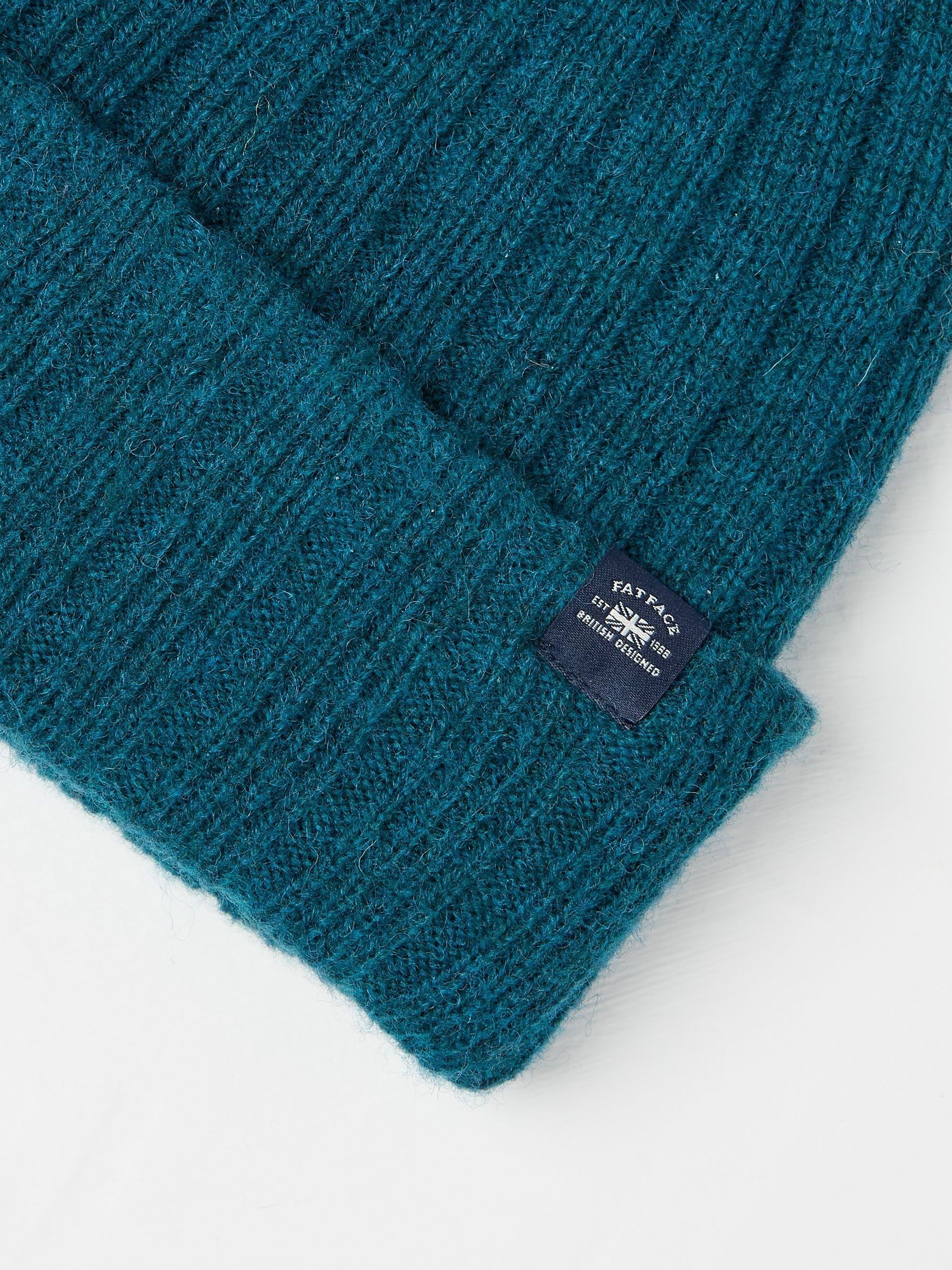 Sebastian Teal Blue Rib Beanie - Image 4 of 4