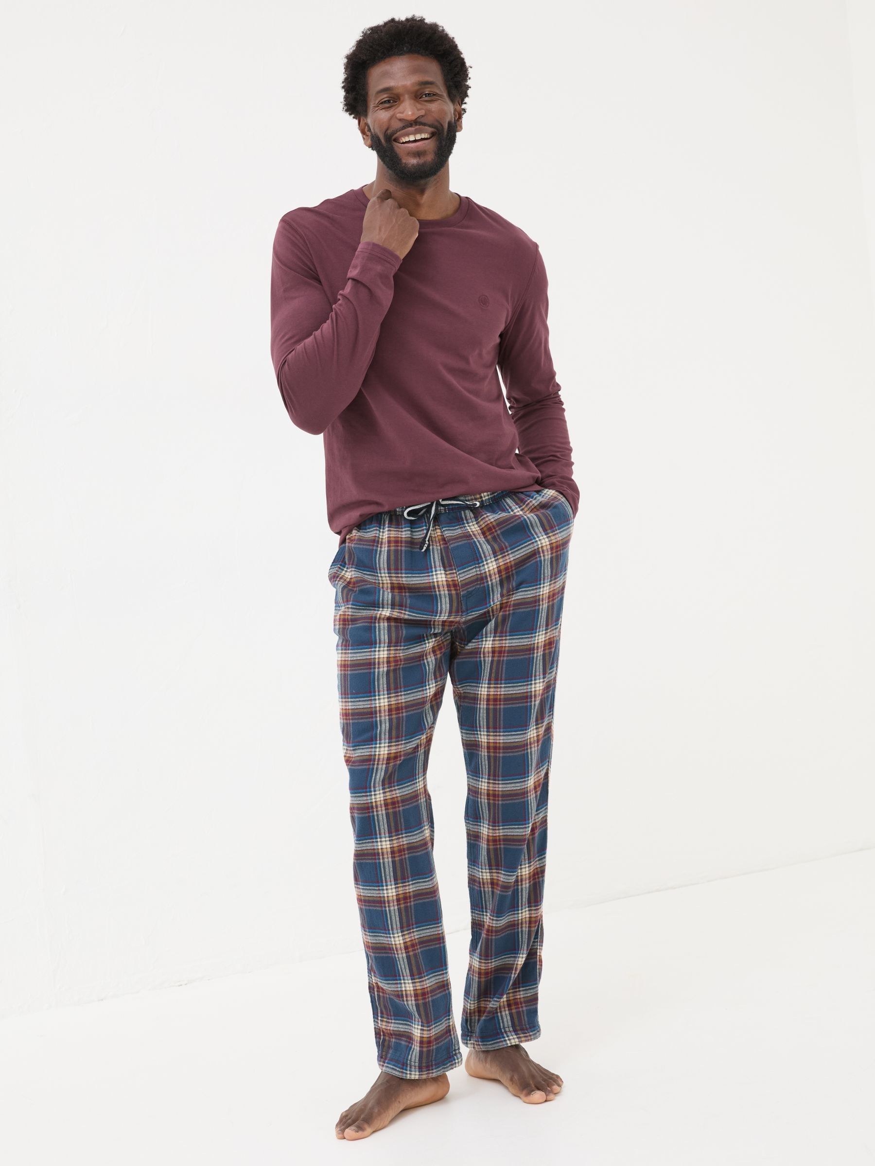 Navy Chepstow Check 100% Cotton Pyjama Bottoms - Image 3 of 7