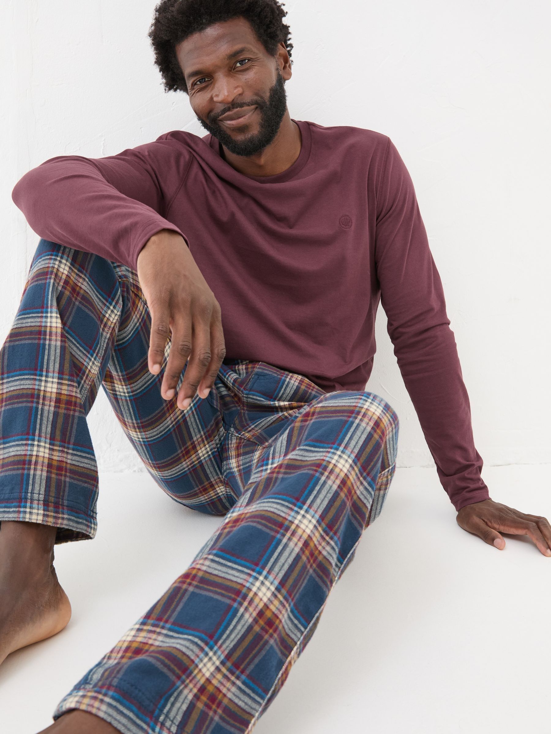 Navy Chepstow Check 100% Cotton Pyjama Bottoms - Image 4 of 7