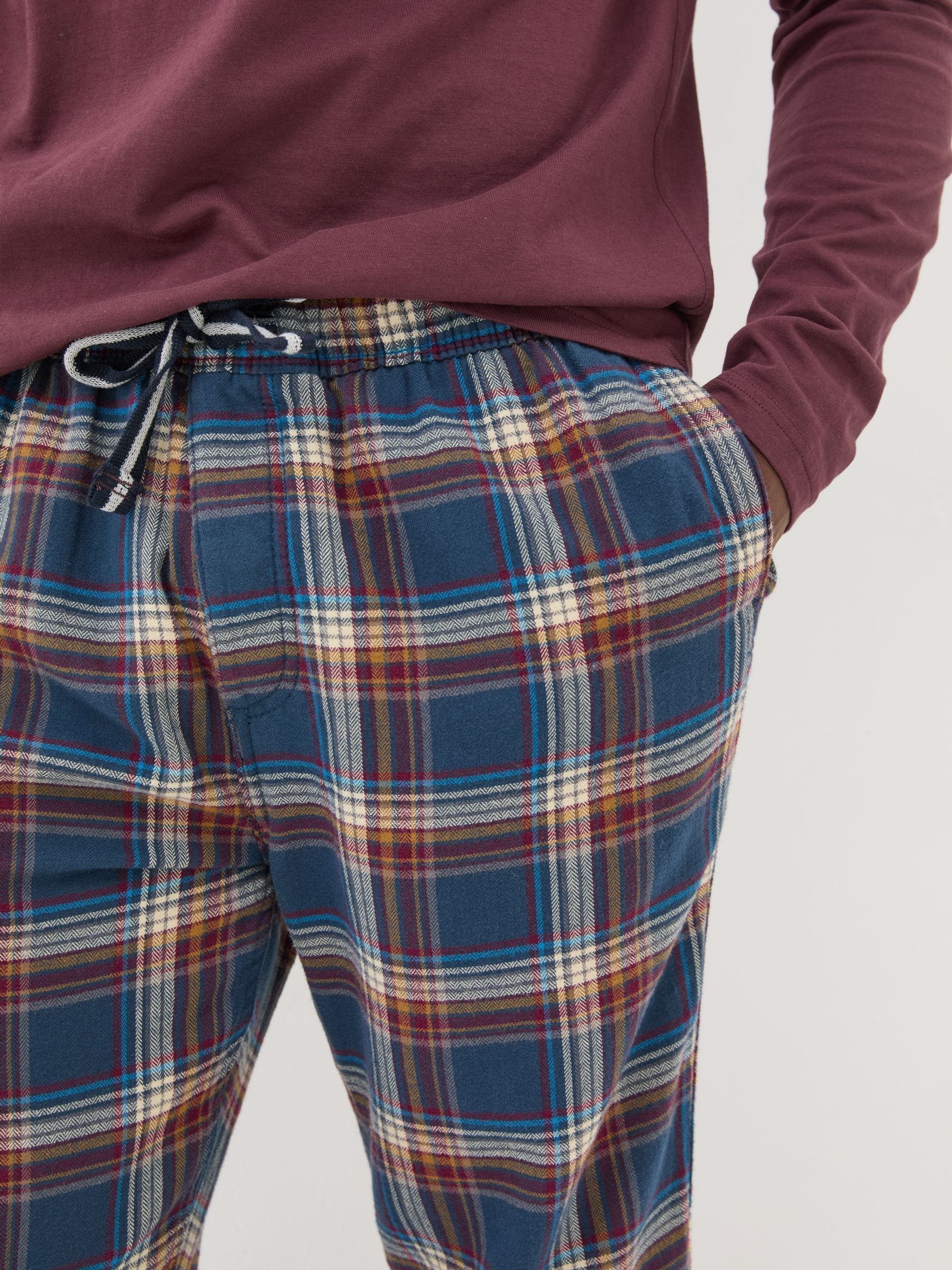 Navy Chepstow Check 100% Cotton Pyjama Bottoms - Image 5 of 7