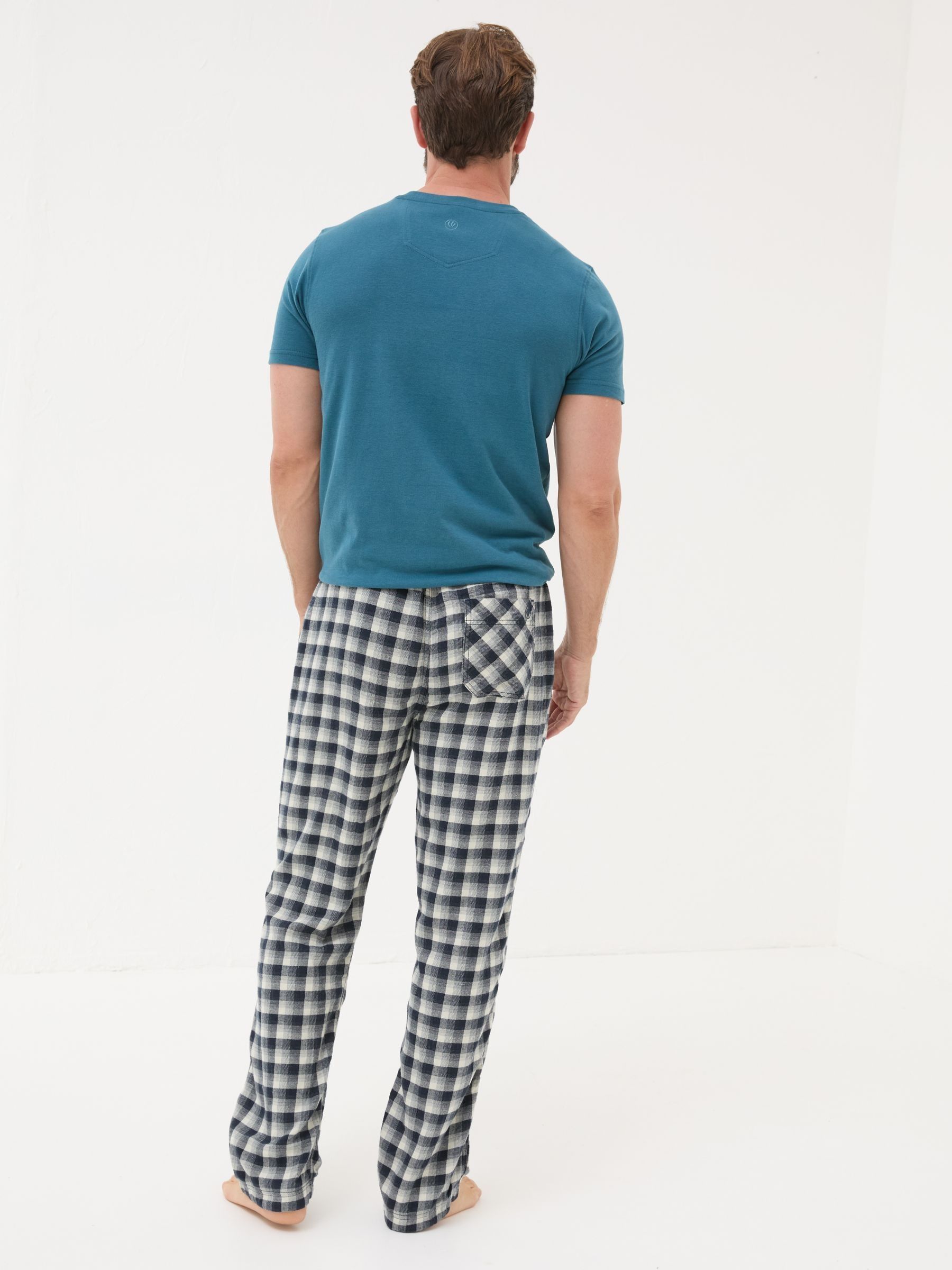 Wickham Navy Check 100% Cotton Pyjamas Bottoms - Image 2 of 5