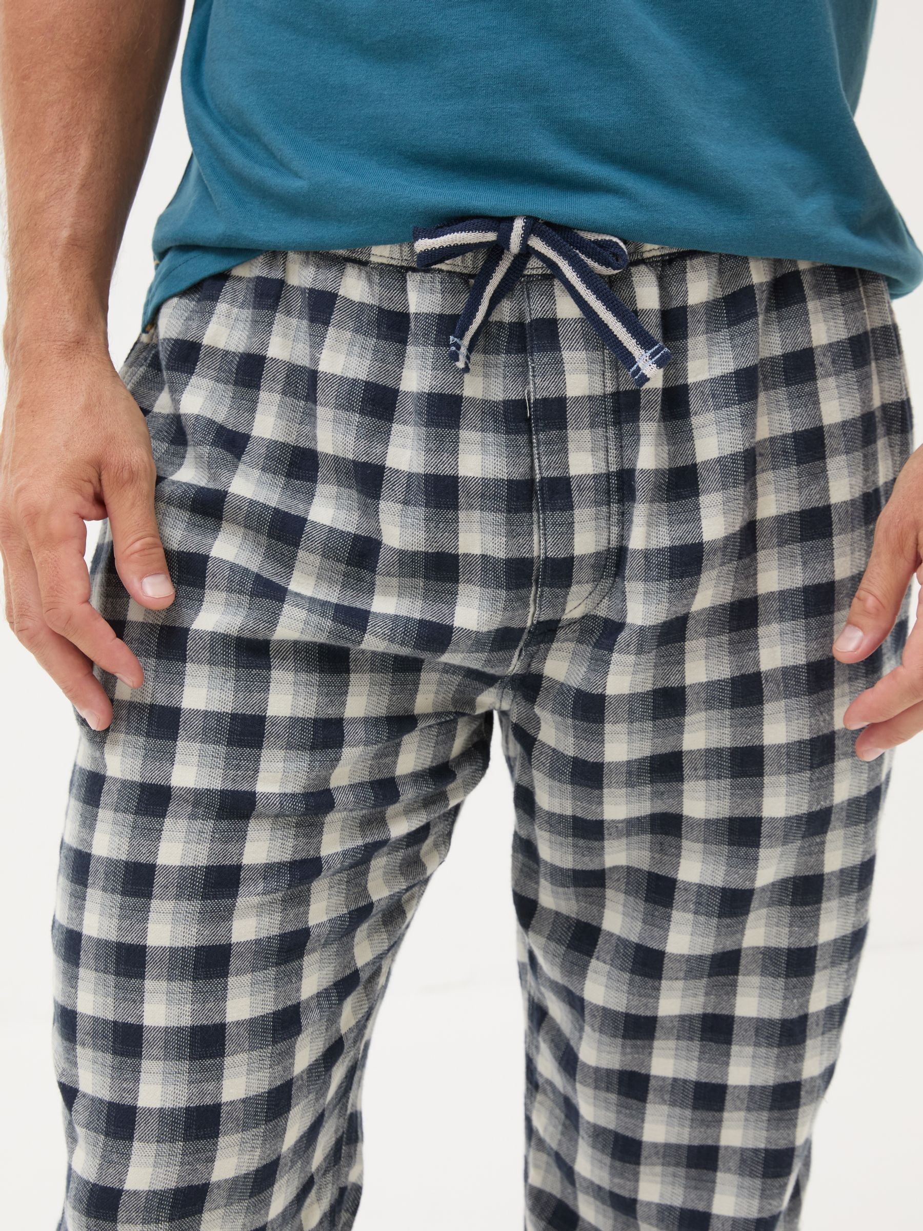 Wickham Navy Check 100% Cotton Pyjamas Bottoms - Image 5 of 5