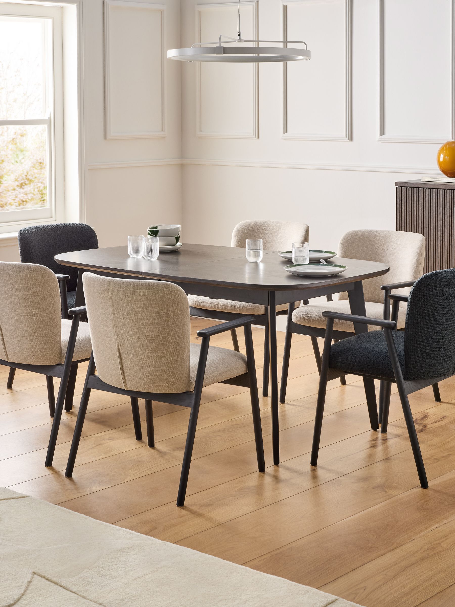 Jasper Conran London Dark Oak Aden 6 to 8 Seater Extending Dining Table - Image 1 of 9