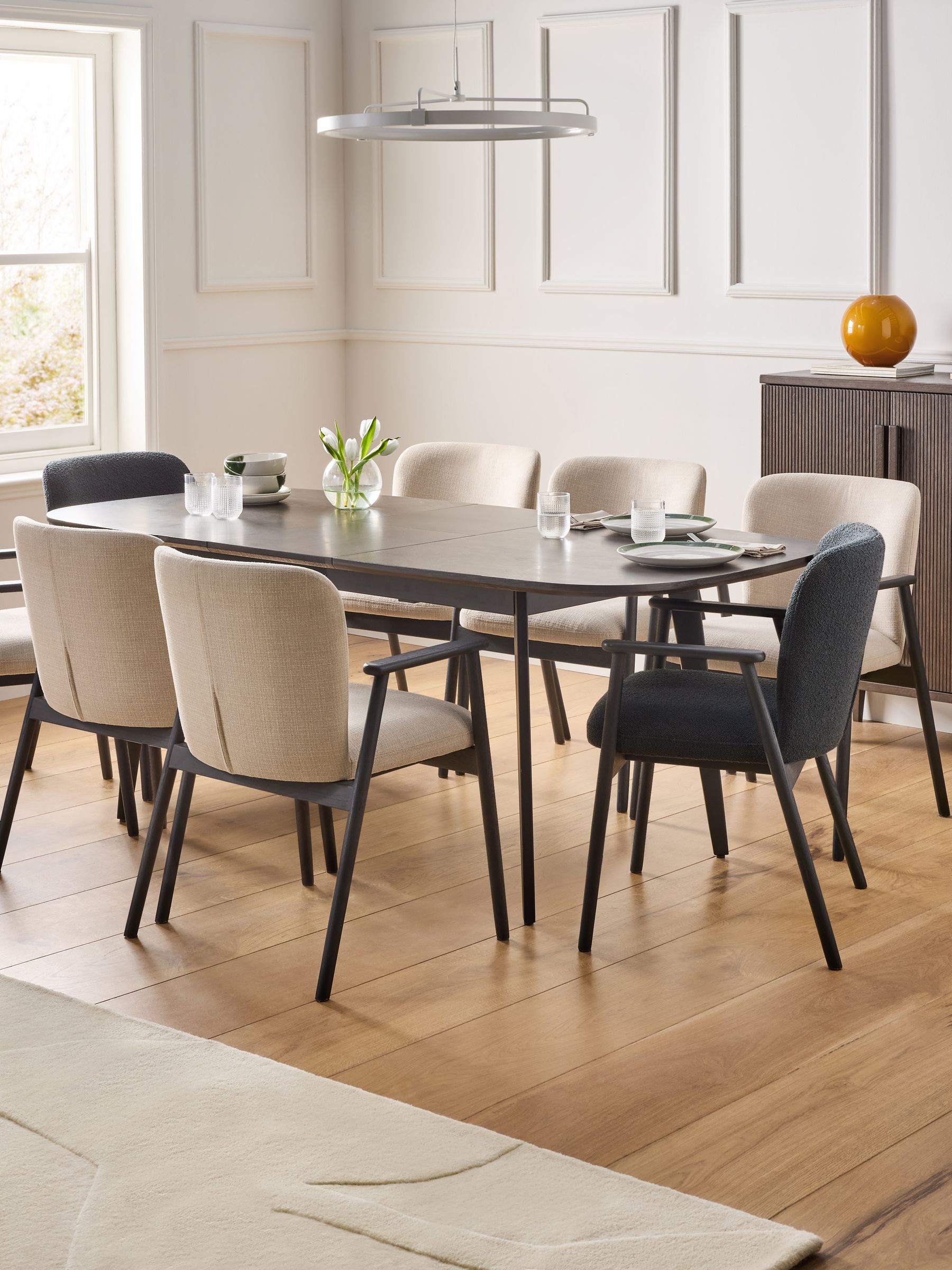 Jasper Conran London Dark Oak Aden 6 to 8 Seater Extending Dining Table - Image 2 of 9