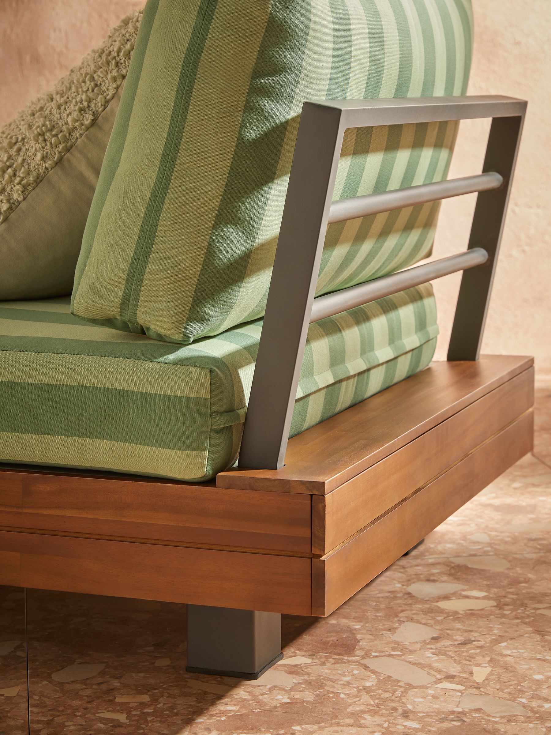 Avarna Garden Corner Lounge Set in Green Stripe - Image 3 of 5