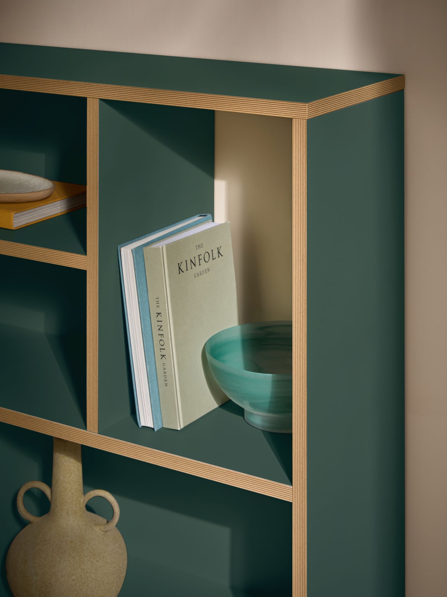 Zayla Low Tall Shelving Unit in Green - Image 3 of 5
