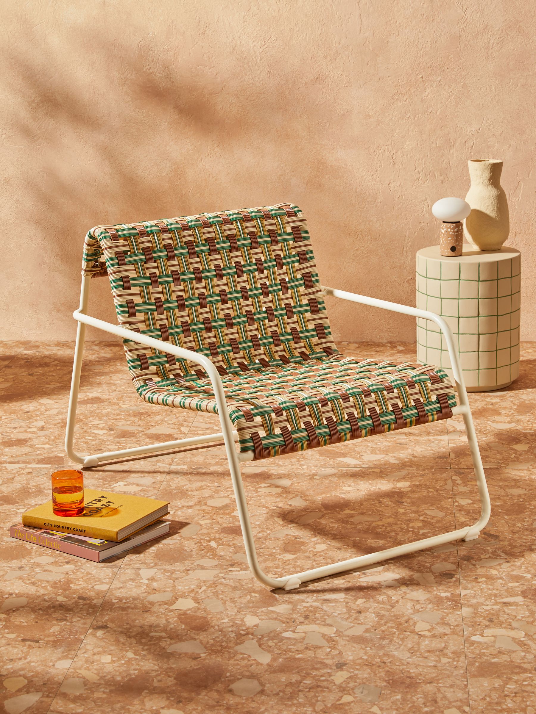 Medan Woven Garden Lounge Chair in Multi Green and Brown - Image 1 of 5