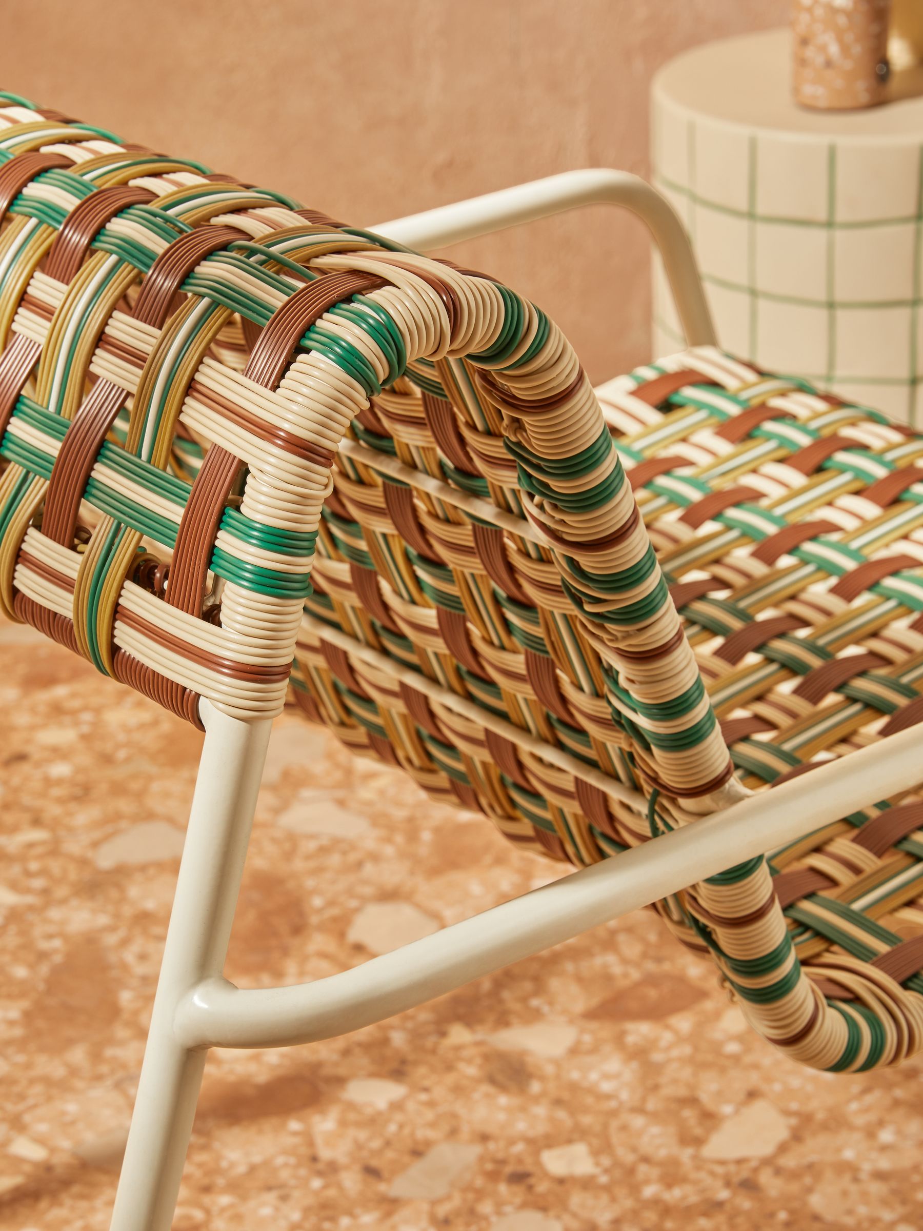 Medan Woven Garden Lounge Chair in Multi Green and Brown - Image 3 of 5