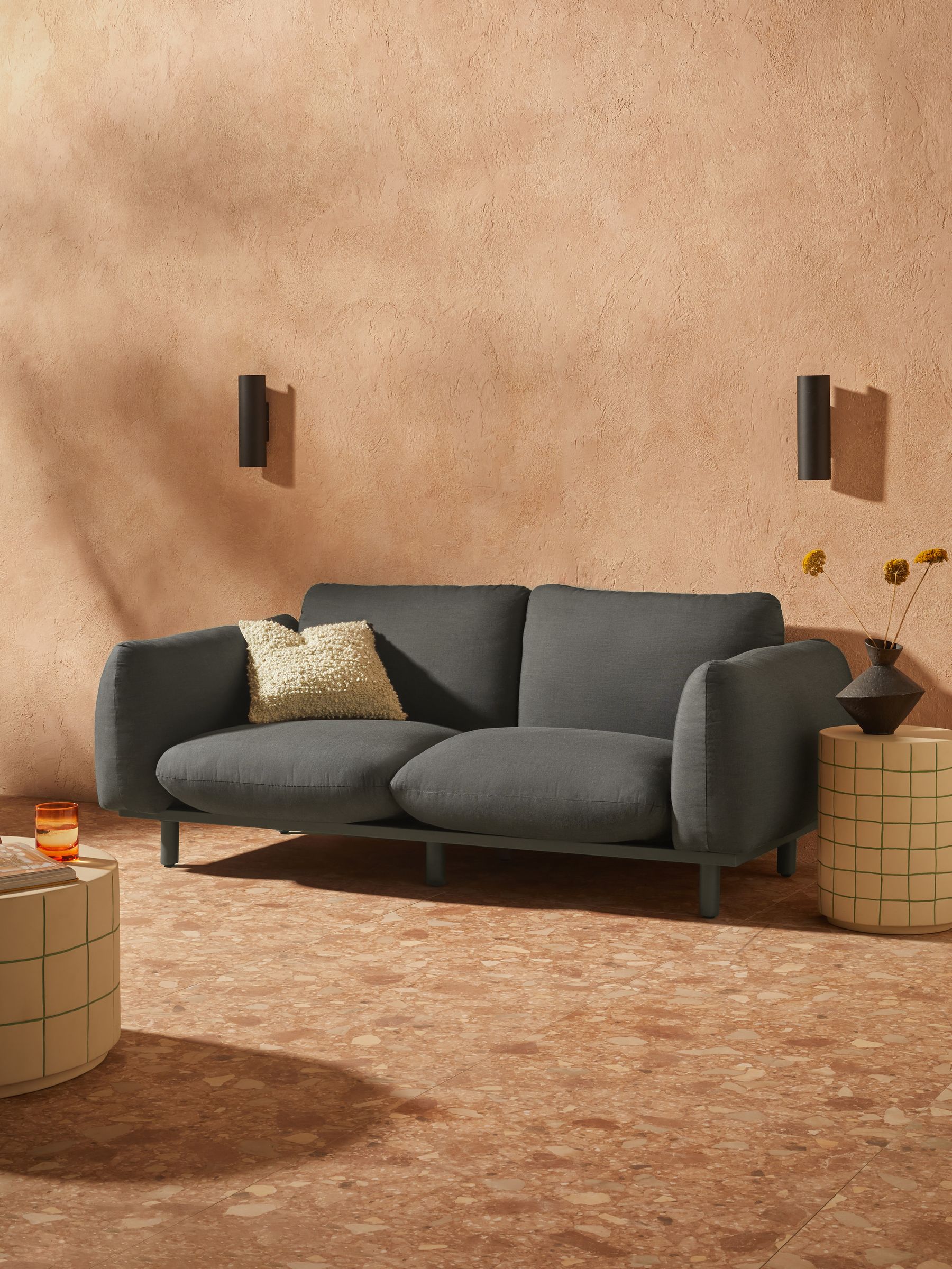 Samaya 2 Seater Outdoor Garden Lounge Sofa in Grey - Image 1 of 5