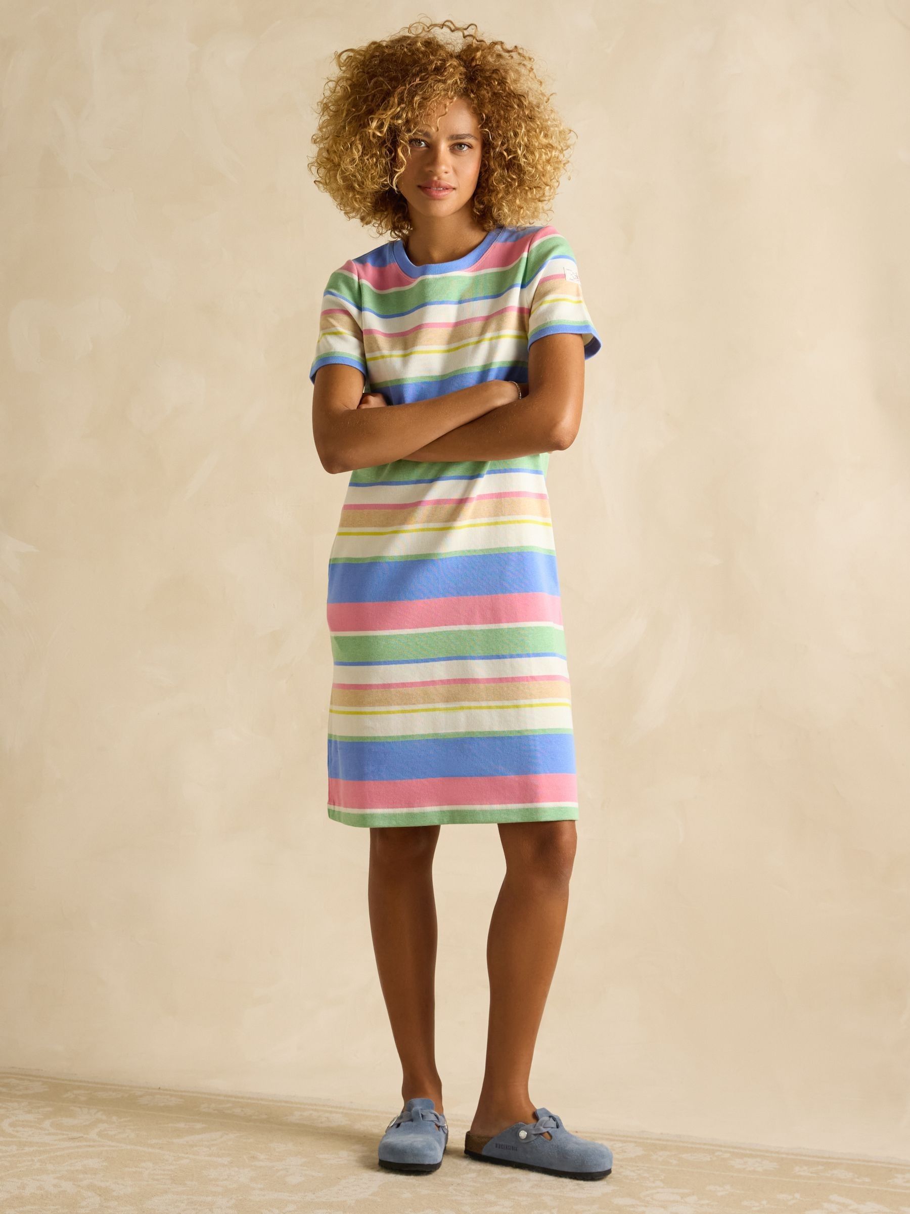 Eden Multi Striped Short Sleeve Jersey Dress - Image 1 of 6