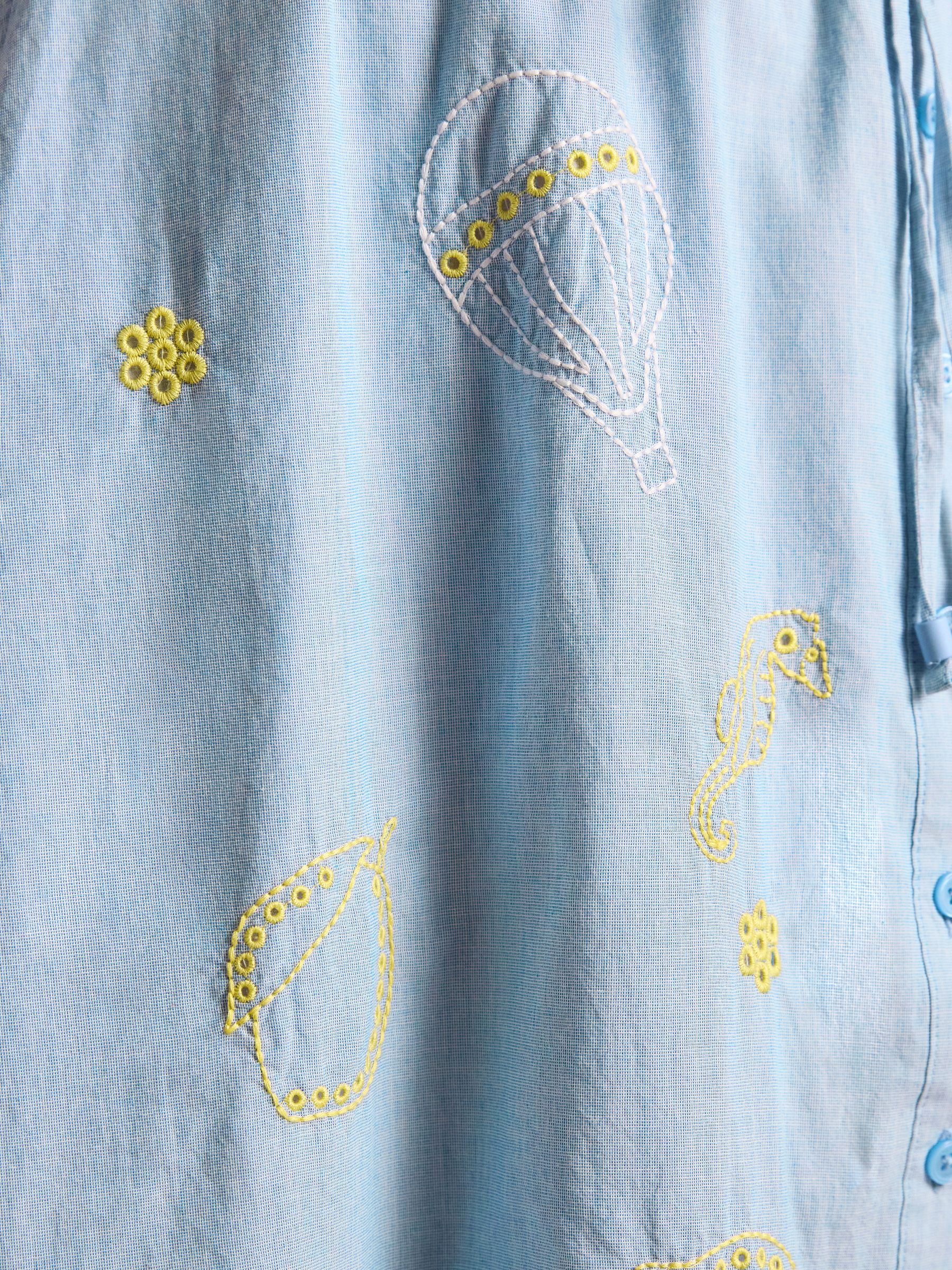 Juliana Blue Broderie Midi Dress - Image 10 of 11