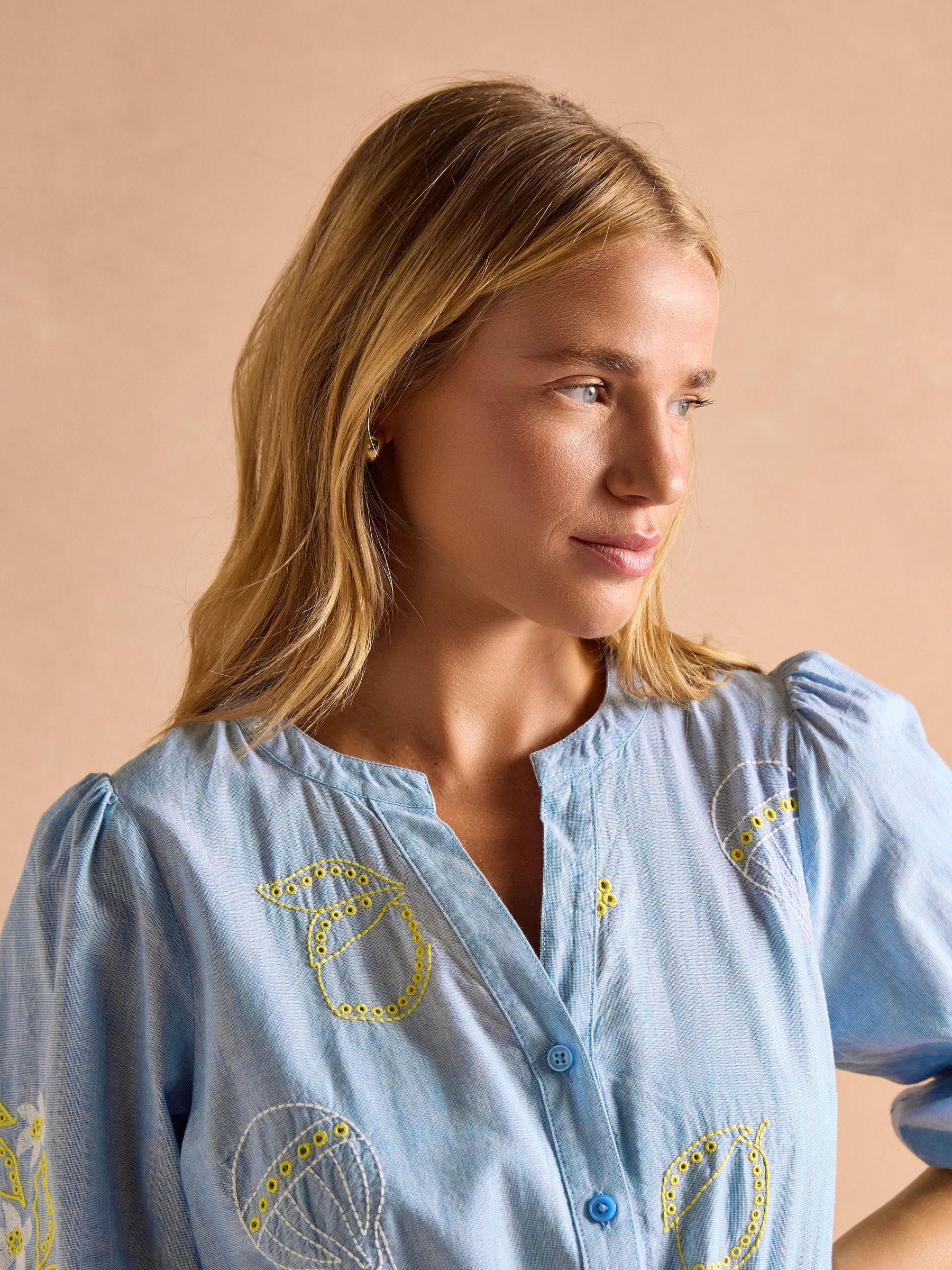 Juliana Blue Broderie Midi Dress - Image 8 of 11