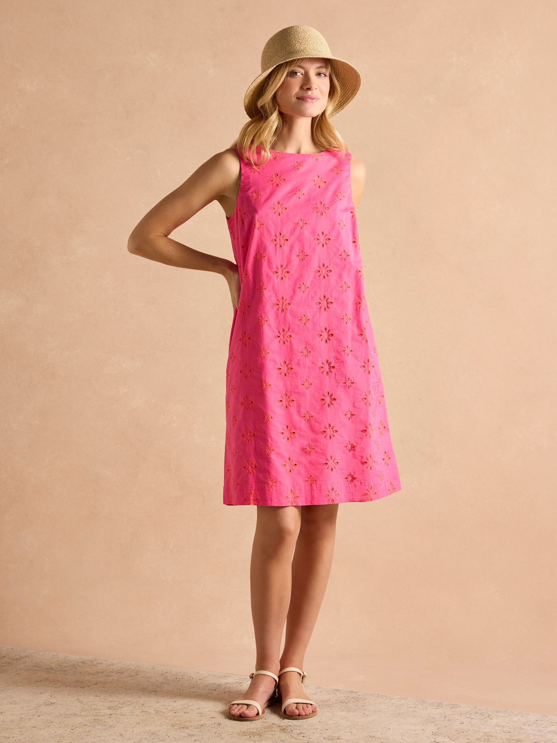 Delphine Pink Shift Dress With Linen - Image 3 of 7