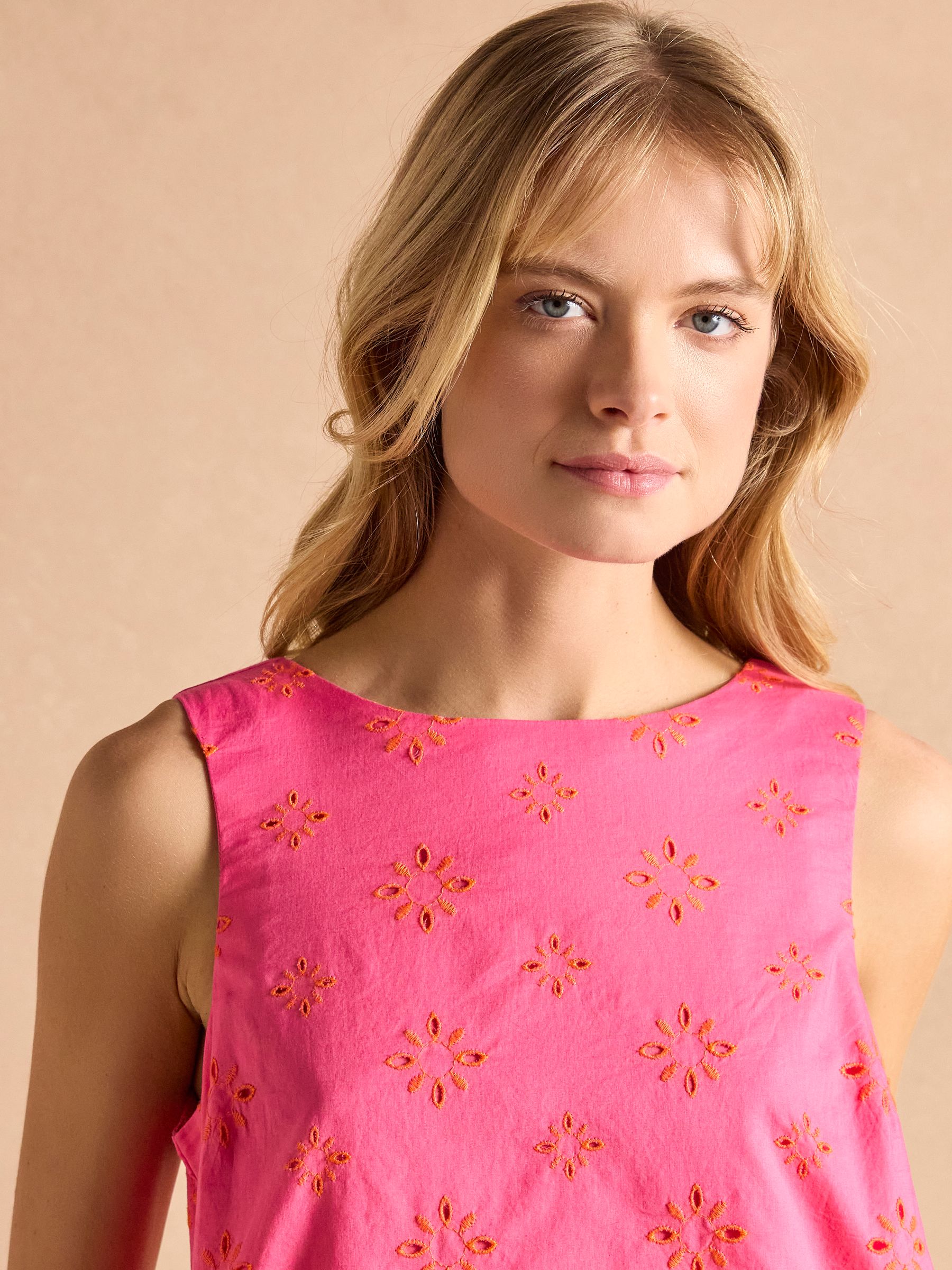 Delphine Pink Shift Dress With Linen - Image 4 of 7