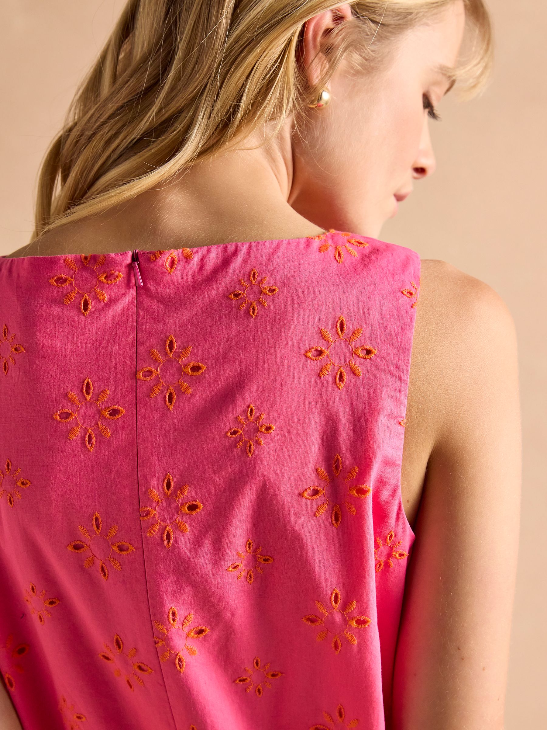 Delphine Pink Shift Dress With Linen - Image 6 of 7