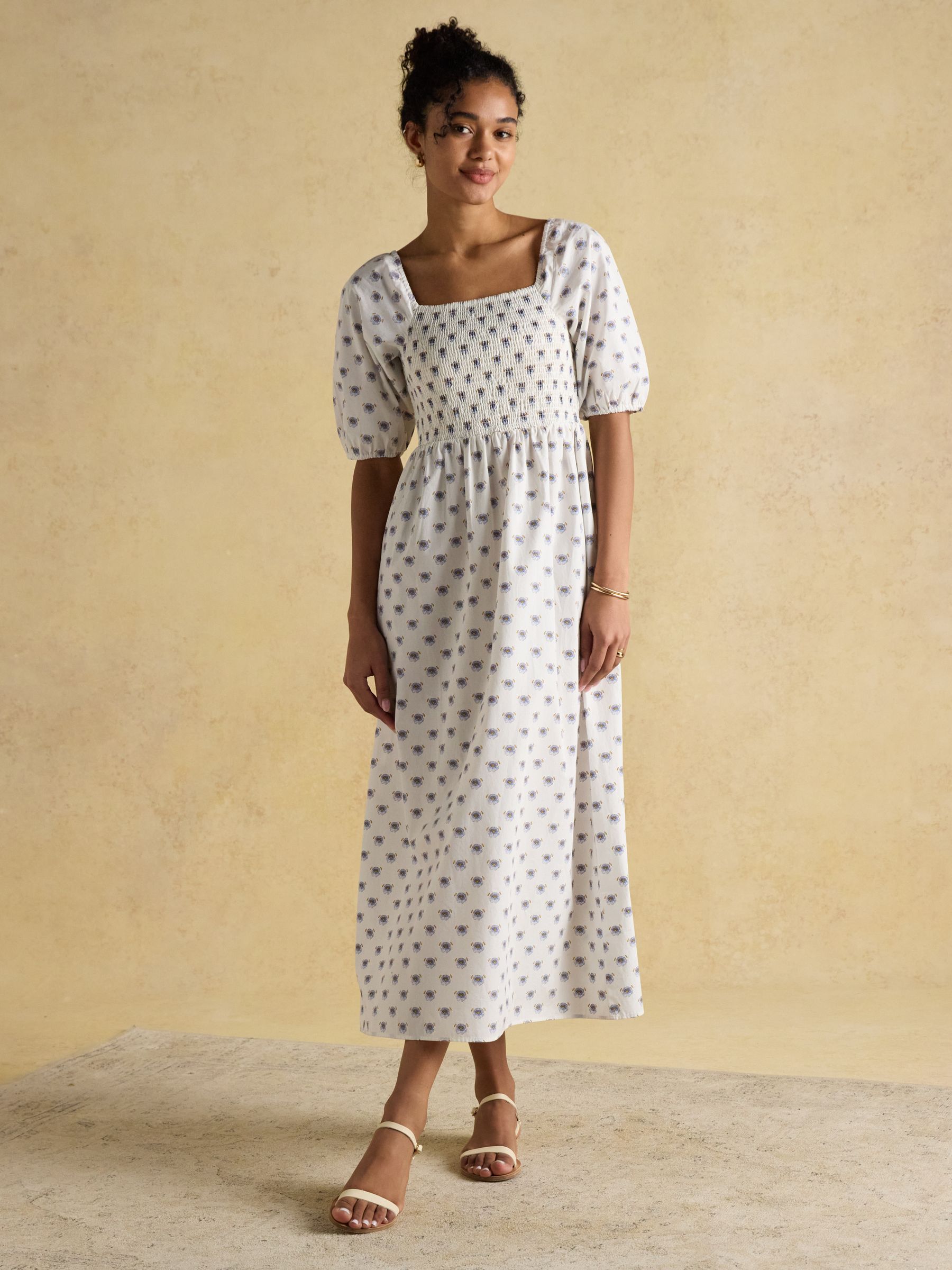 Billie Provence White Cotton Midi Dress - Image 1 of 9