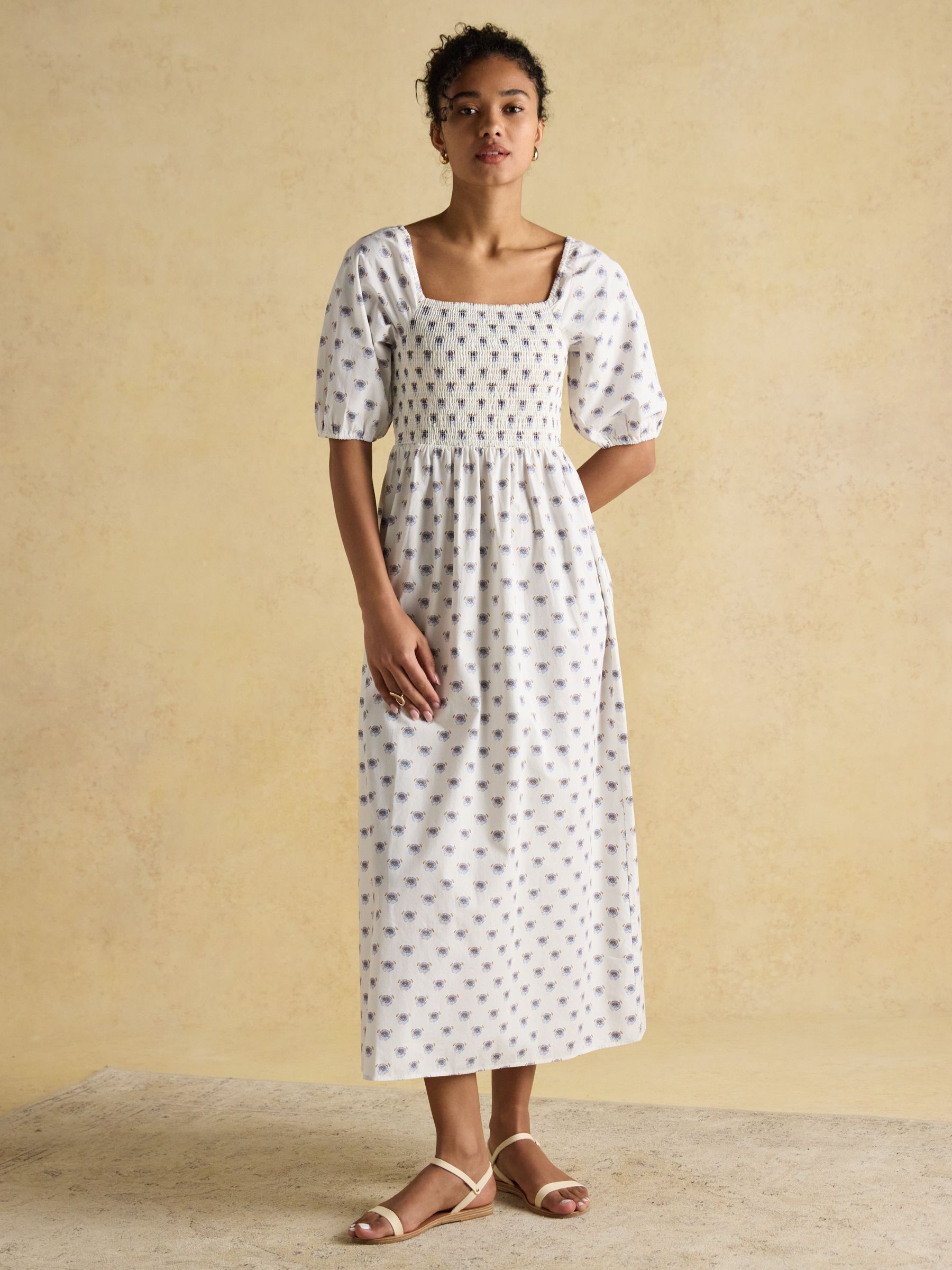 Billie Provence White Cotton Midi Dress - Image 5 of 9