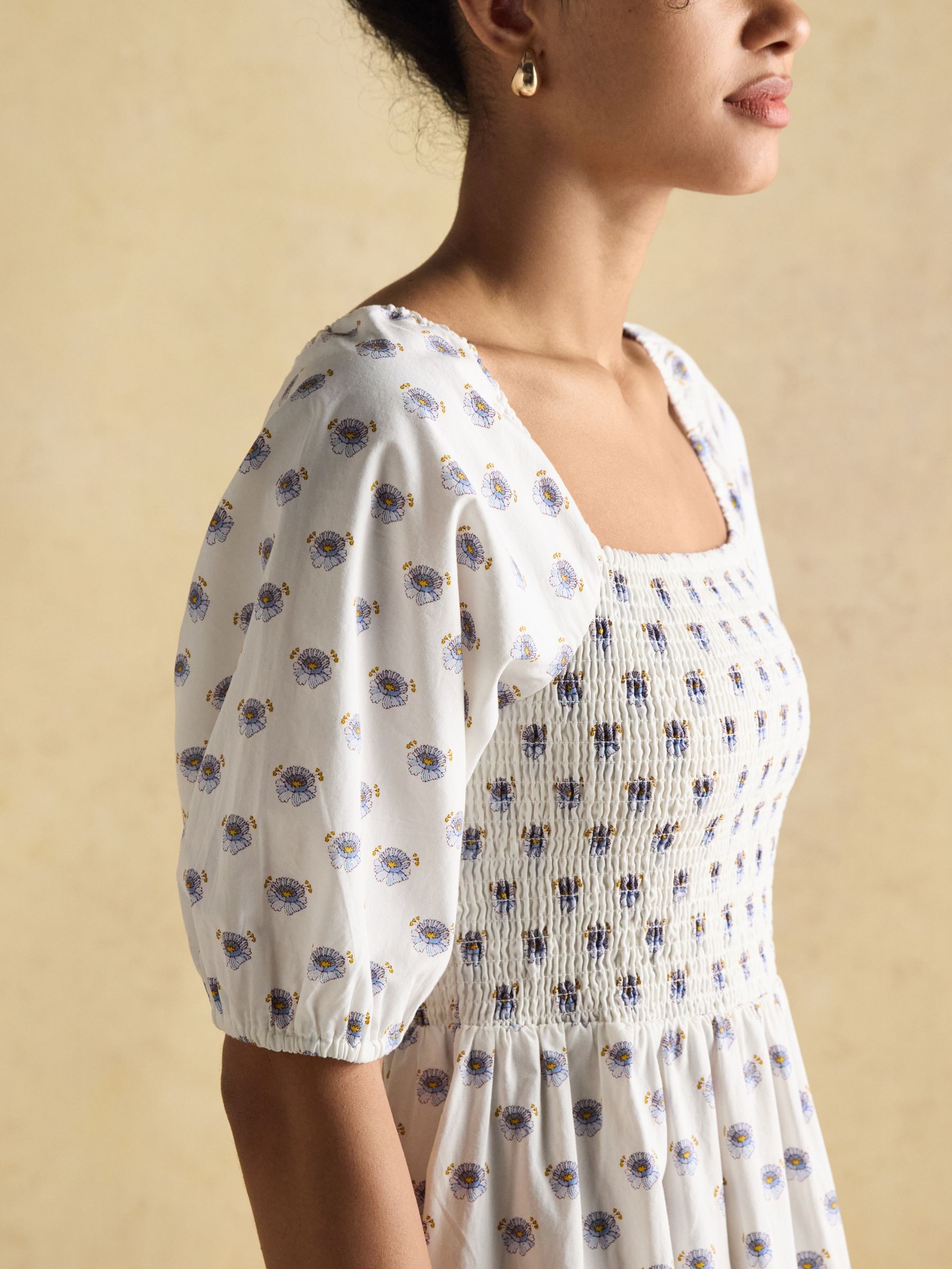 Billie Provence White Cotton Midi Dress - Image 6 of 9